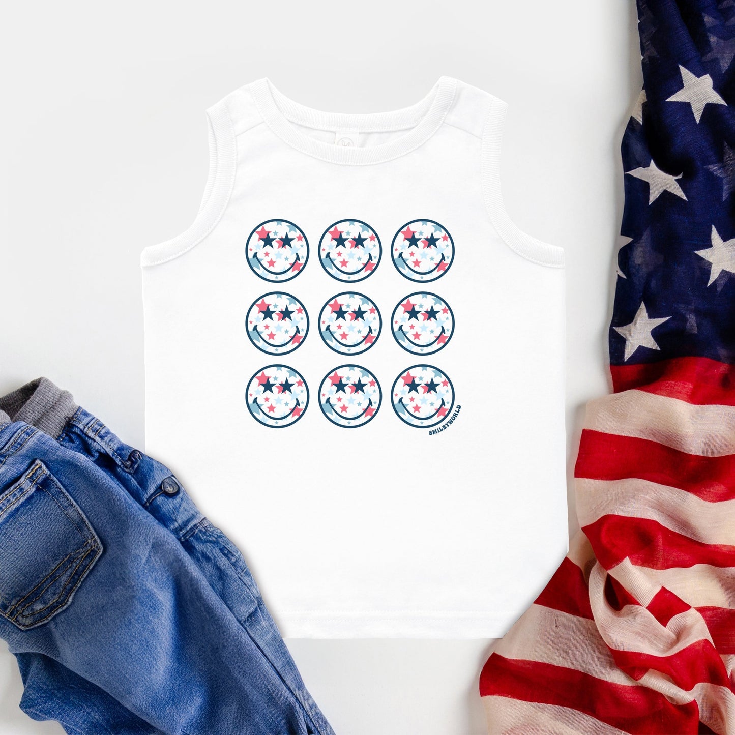 SmileyWorld Patriotic Stars Stacked - Toddler Graphic Tank