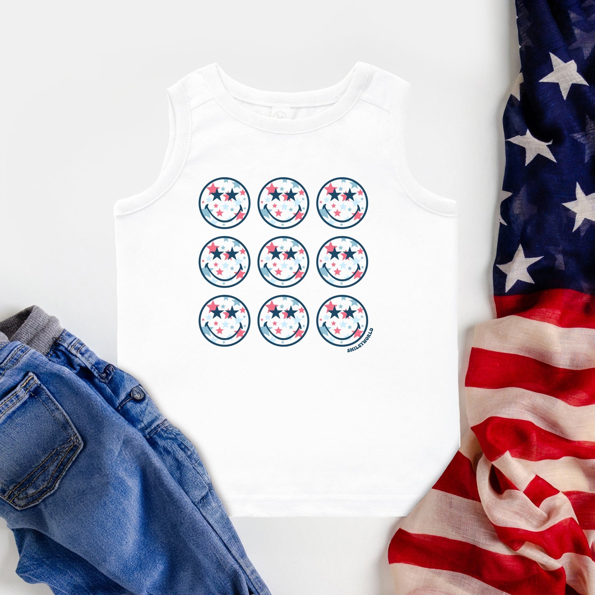 SmileyWorld Patriotic Stars Stacked - Toddler Graphic Tank