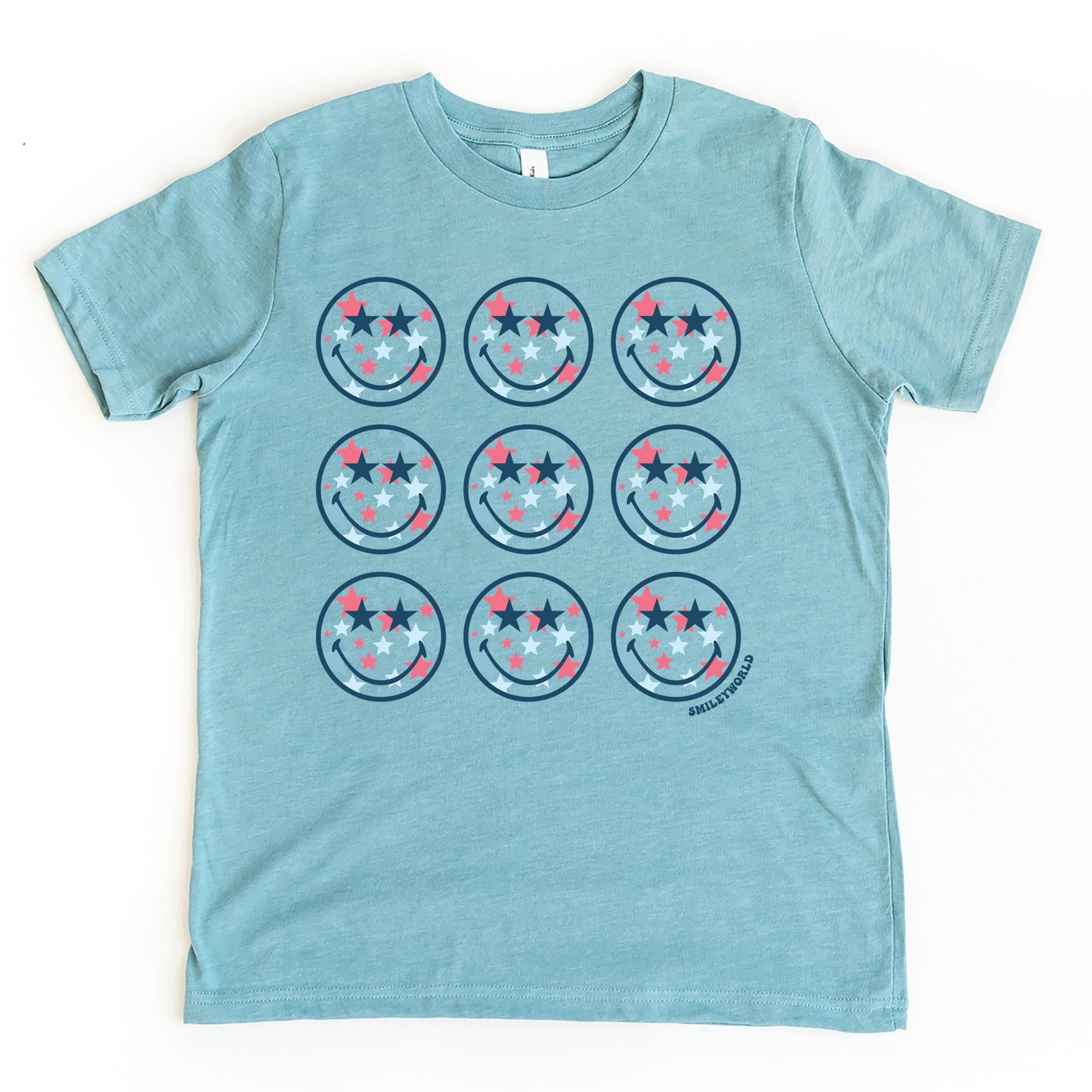 SmileyWorld Patriotic Stars Stacked - Youth Short Sleeve Graphic T-Shirt
