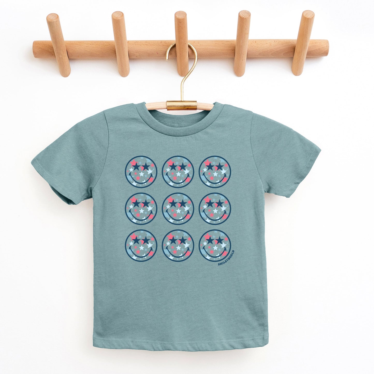 SmileyWorld Patriotic Stars Stacked - Youth Short Sleeve Graphic T-Shirt