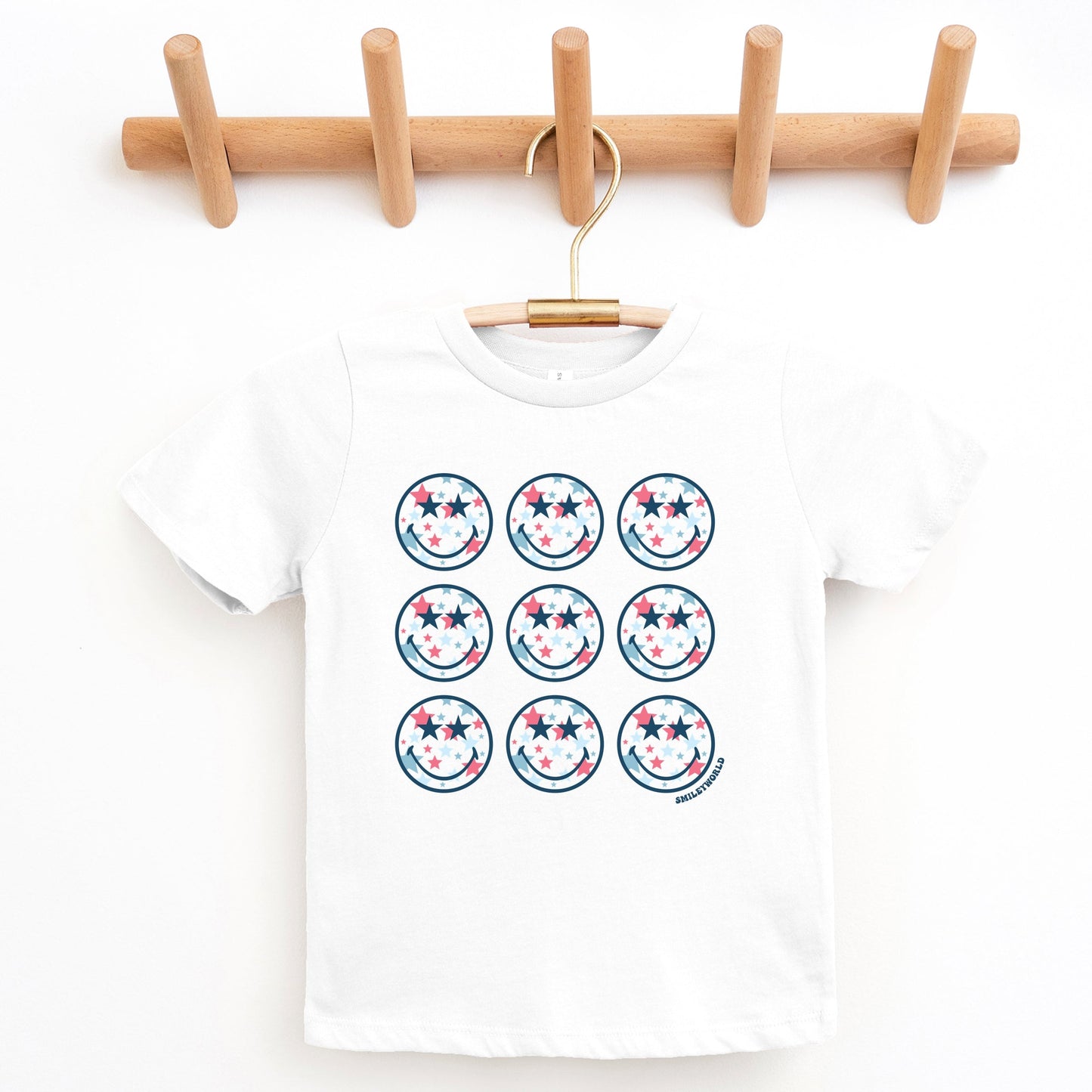 SmileyWorld Patriotic Stars Stacked - Youth Short Sleeve Graphic T-Shirt