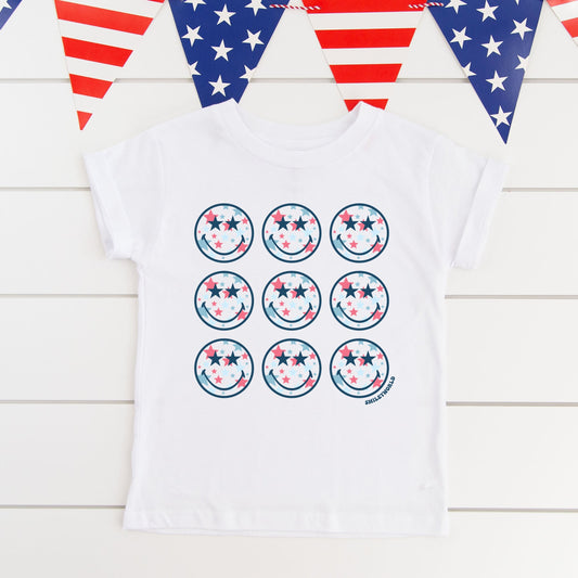 SmileyWorld Patriotic Stars Stacked - Youth Short Sleeve Graphic T-Shirt