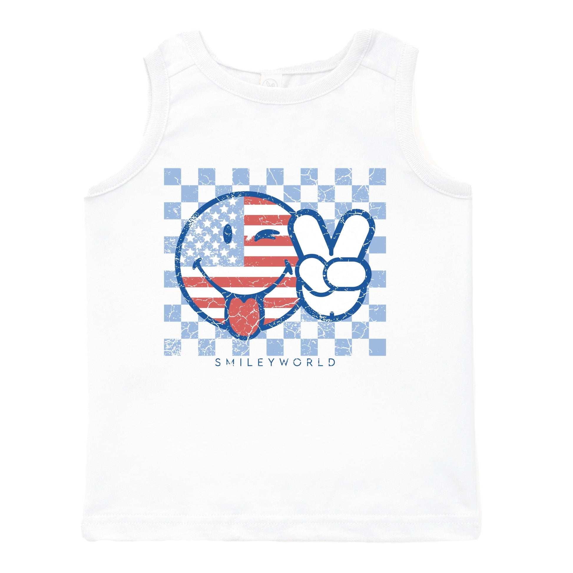 SmileyWorld Patriotic Checkered Peace - Toddler Graphic Tank