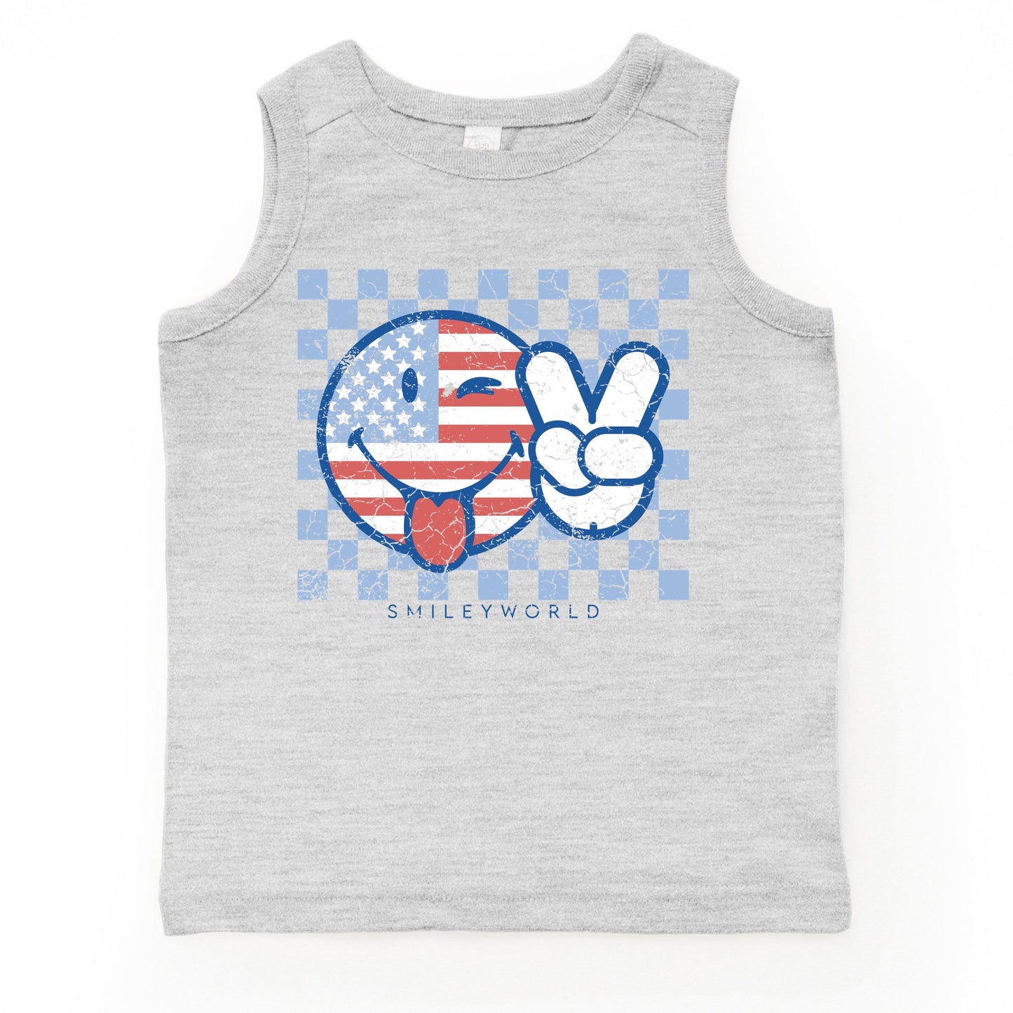 SmileyWorld Patriotic Checkered Peace - Toddler Graphic Tank