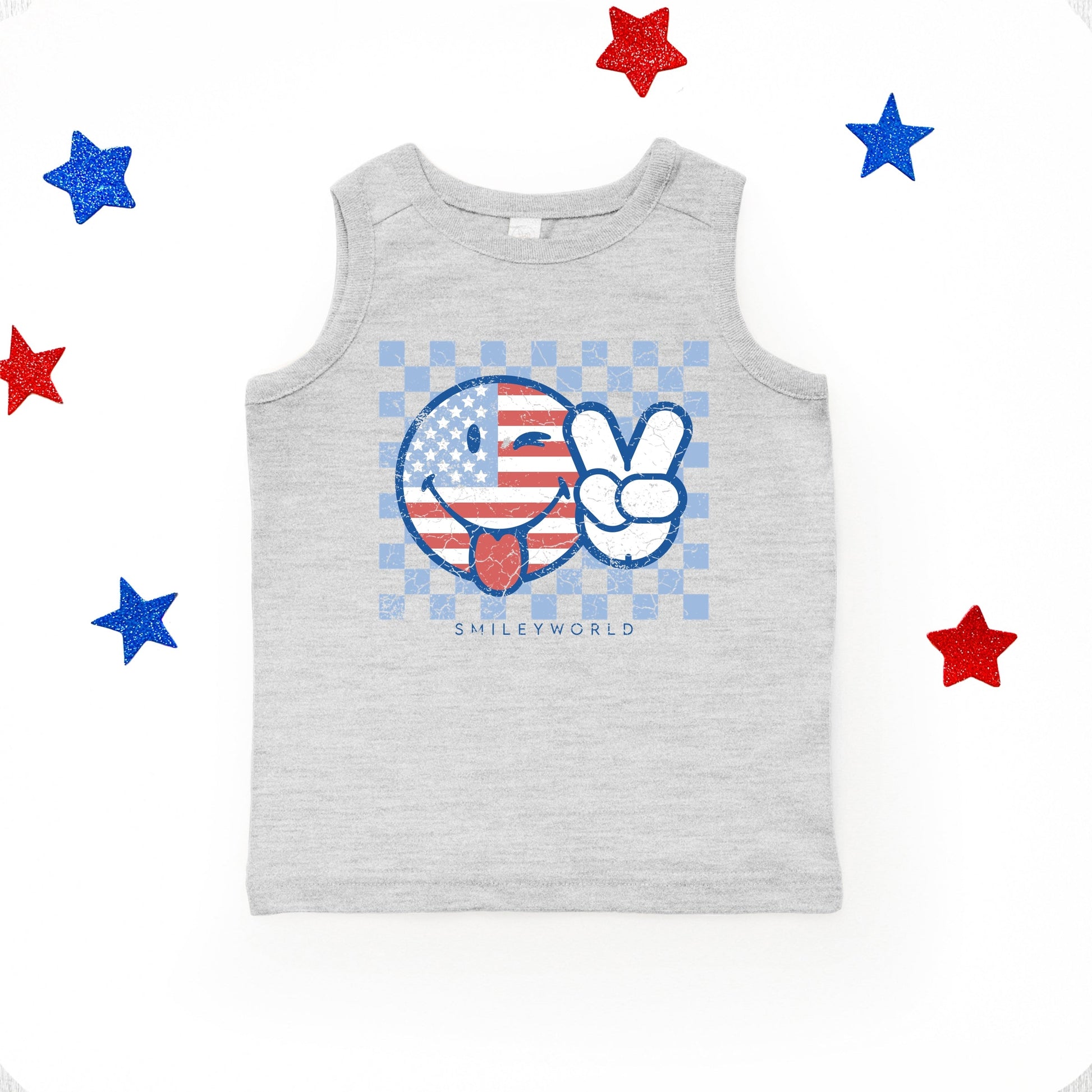 SmileyWorld Patriotic Checkered Peace - Toddler Graphic Tank