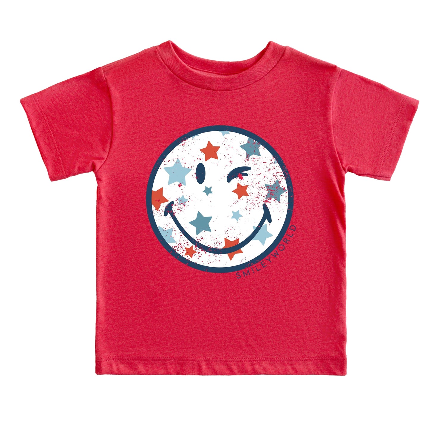 SmileyWorld Patriotic Star Wink - Toddler Short Sleeve Graphic T-Shirt