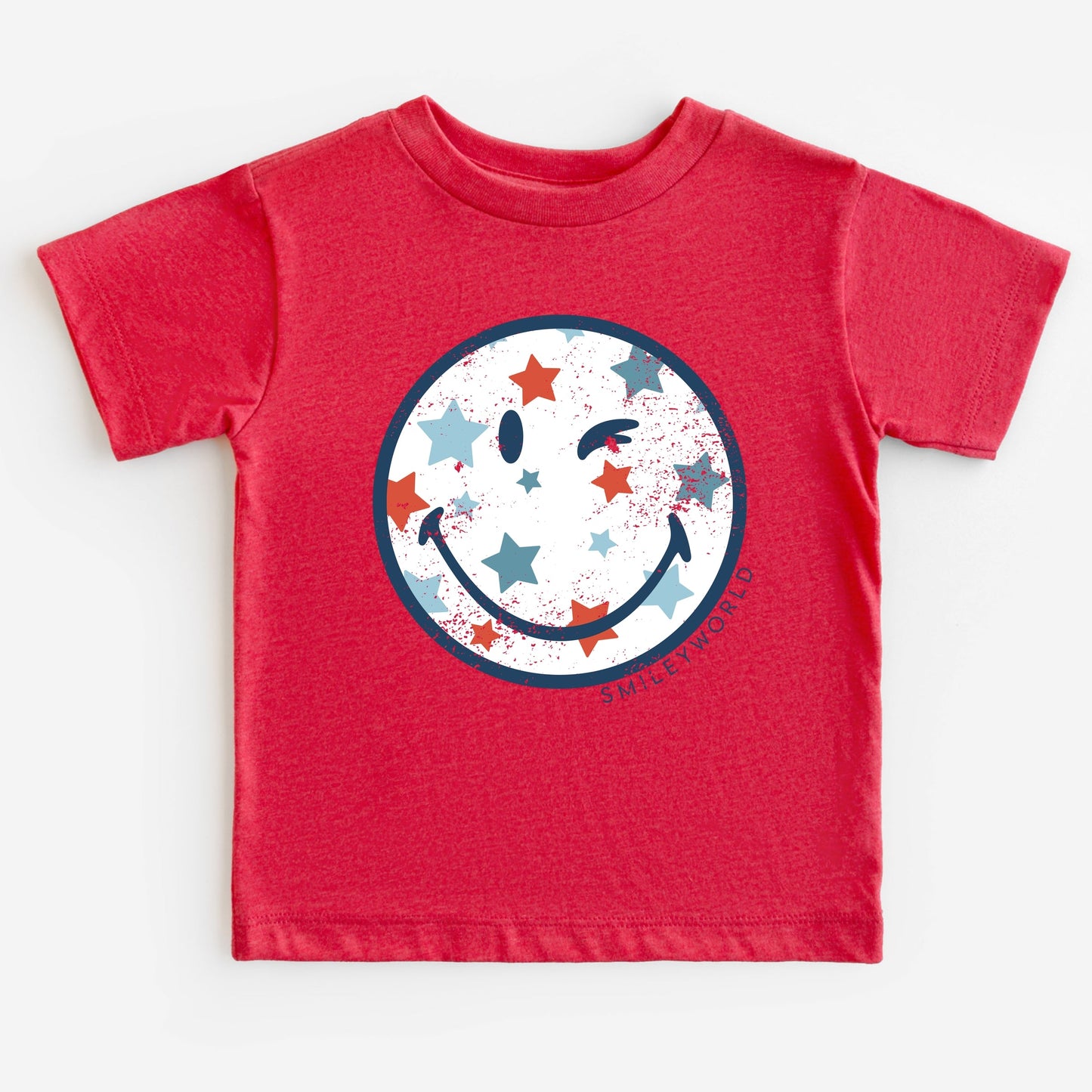 SmileyWorld Patriotic Star Wink - Toddler Short Sleeve Graphic T-Shirt