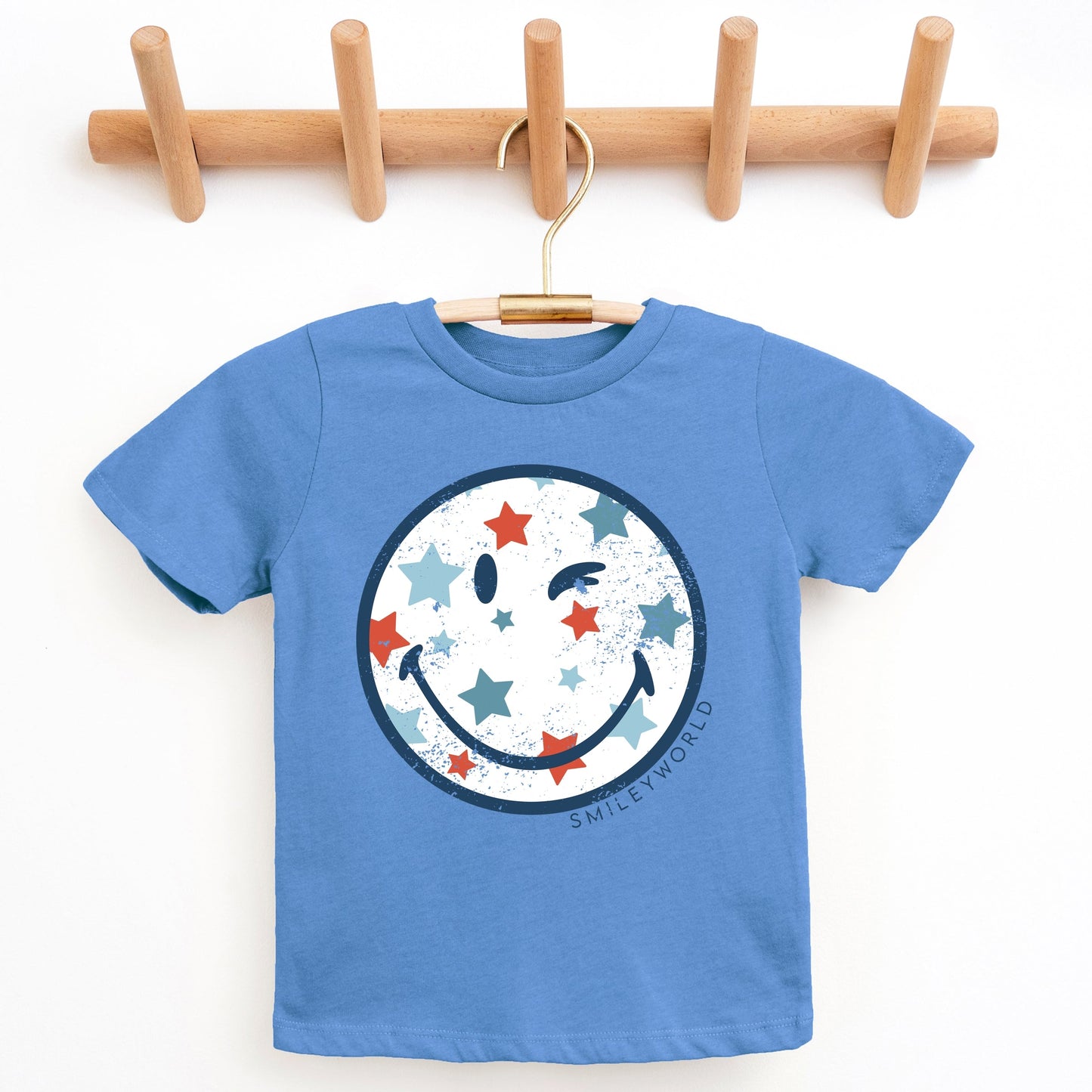 SmileyWorld Patriotic Star Wink - Youth Short Sleeve Graphic T-Shirt