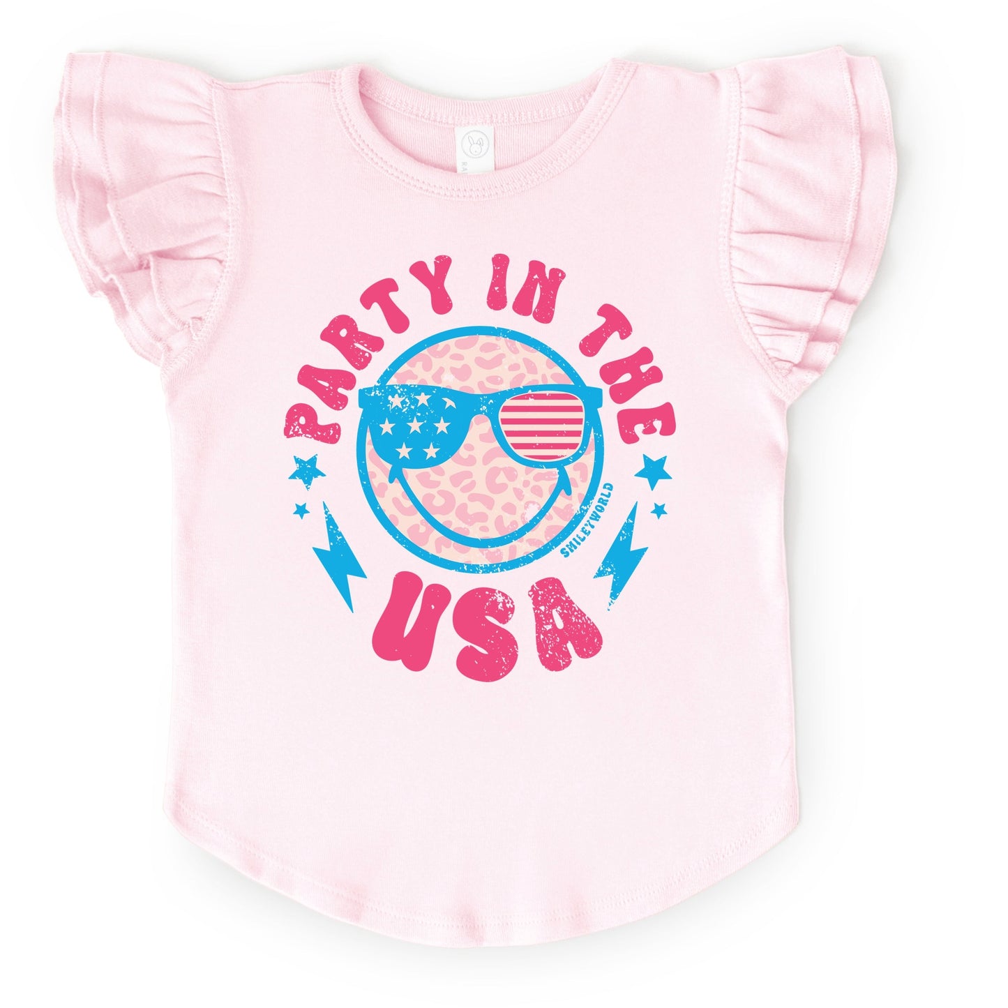 SmileyWorld Party In The USA - Flutter Sleeve Graphic T-Shirt