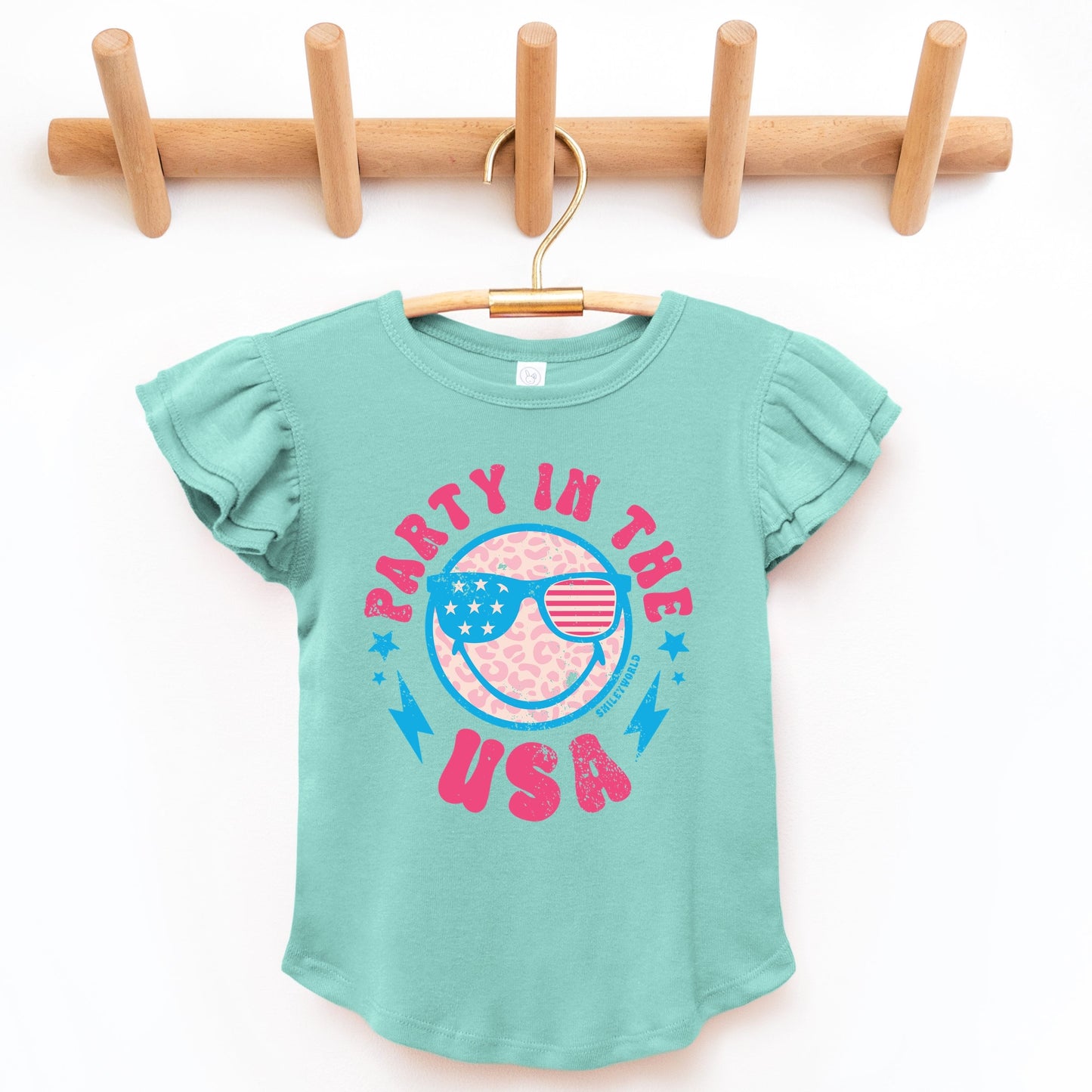 SmileyWorld Party In The USA - Flutter Sleeve Graphic T-Shirt