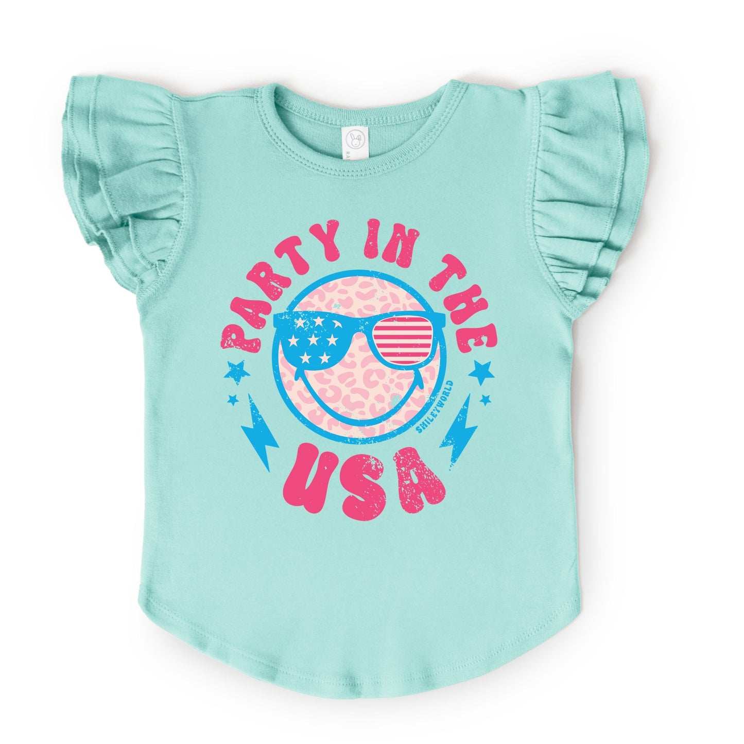 SmileyWorld Party In The USA - Flutter Sleeve Graphic T-Shirt