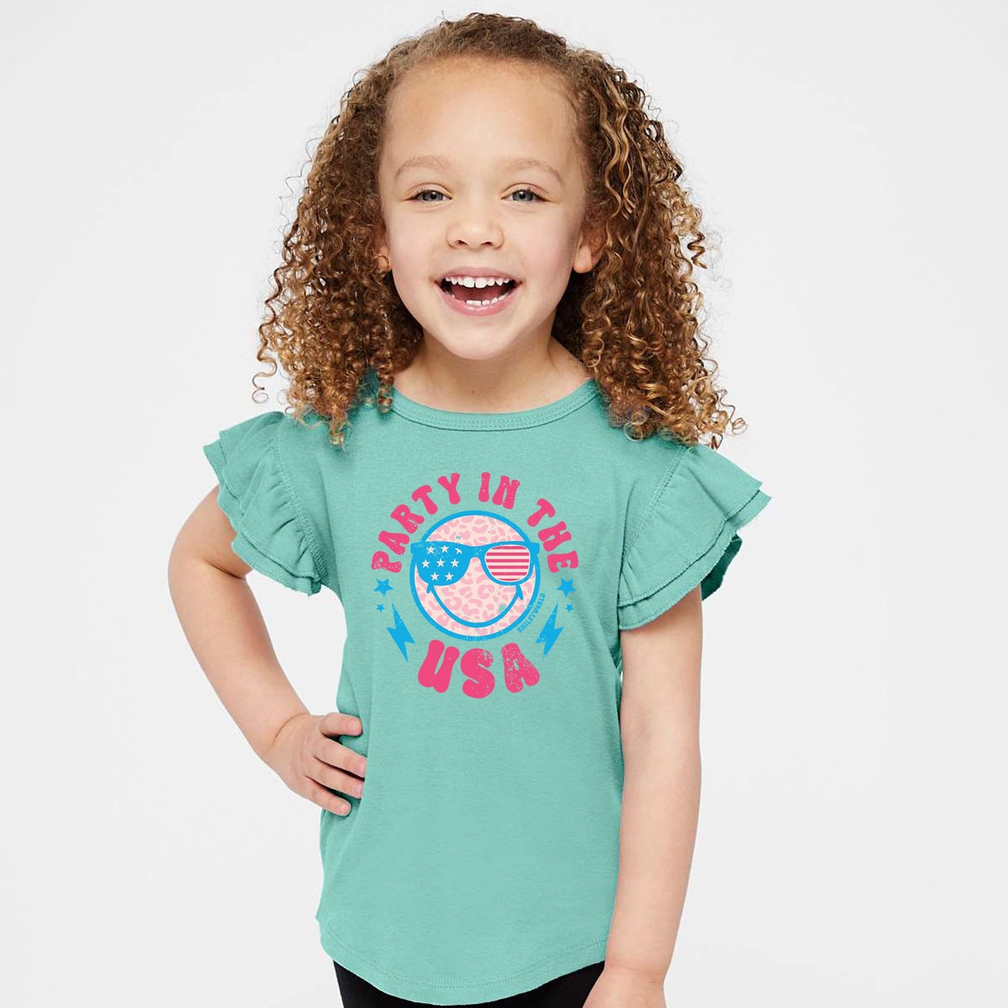 SmileyWorld Party In The USA - Flutter Sleeve Graphic T-Shirt