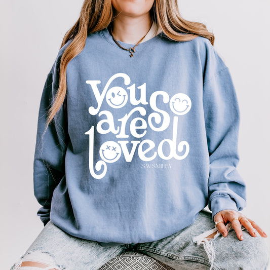 S.W.Smiley You Are So Loved - Womens Lightweight Garment Dyed Sweatshirt