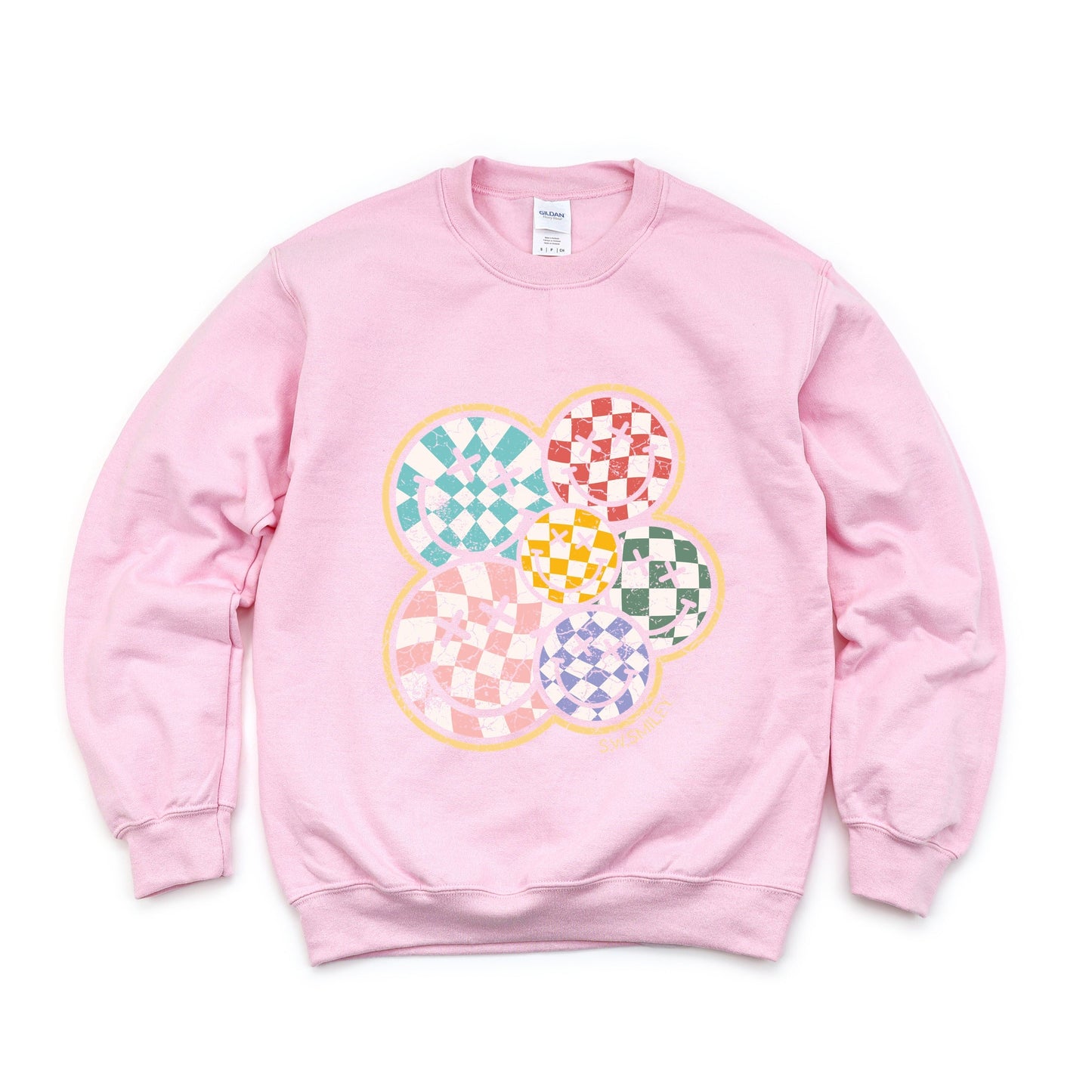 S.W.Smiley Rainbow Checkered - Women's Sweatshirt