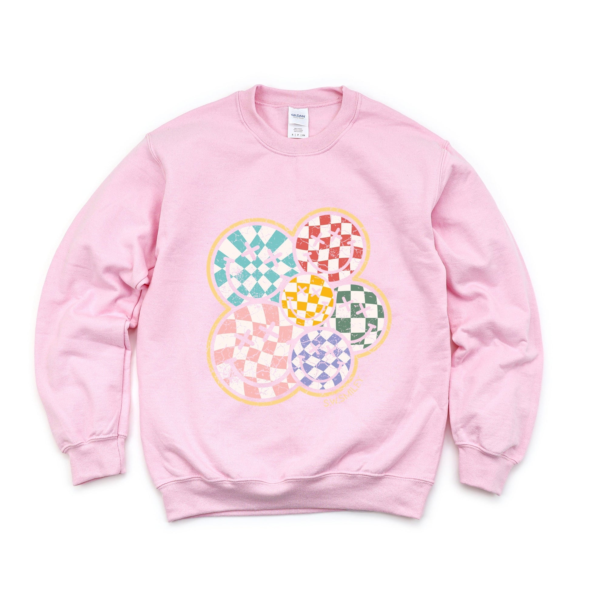 S.W.Smiley Rainbow Checkered - Women's Sweatshirt