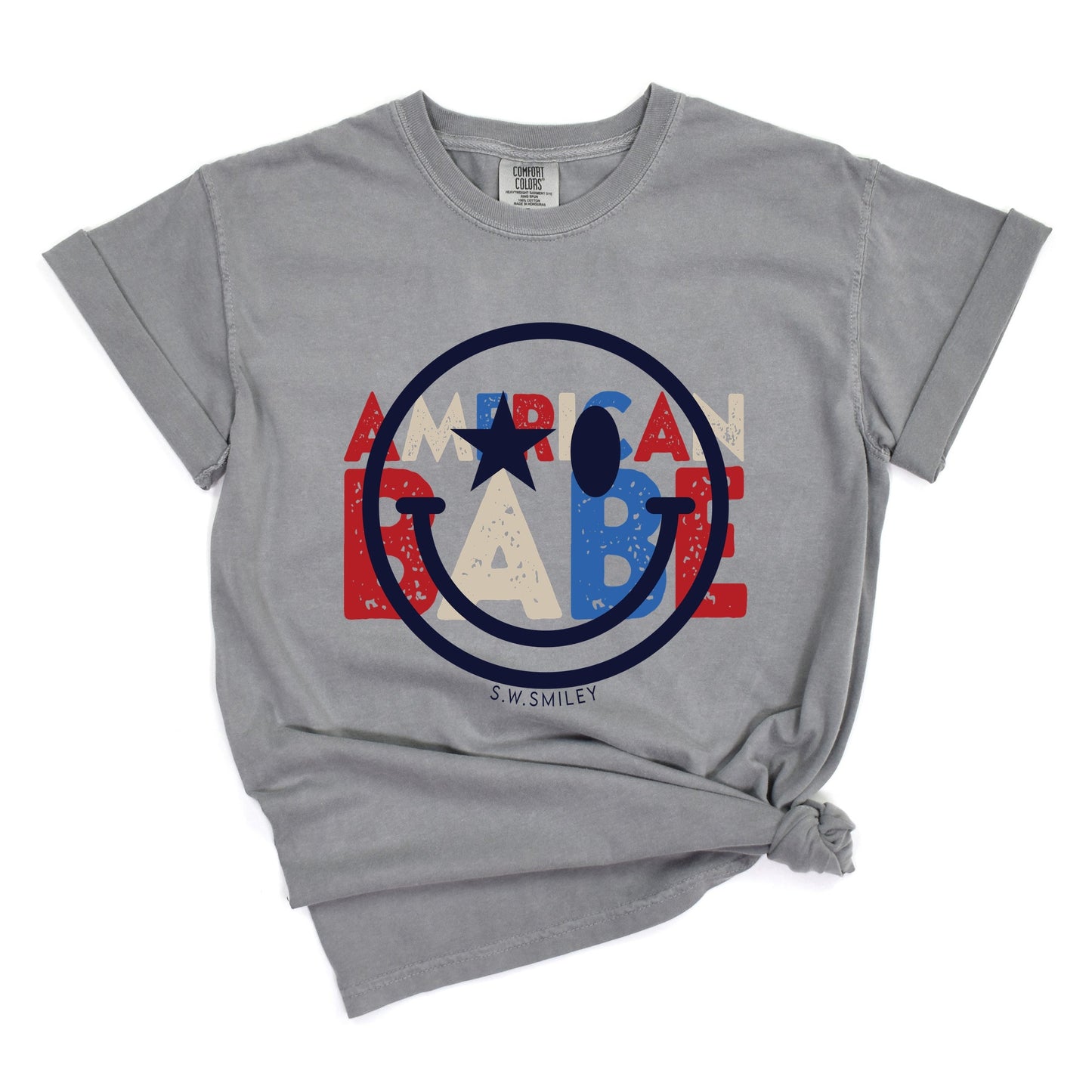 S.W.Smiley American Babe - Women's Garment Dyed Graphic T-Shirt