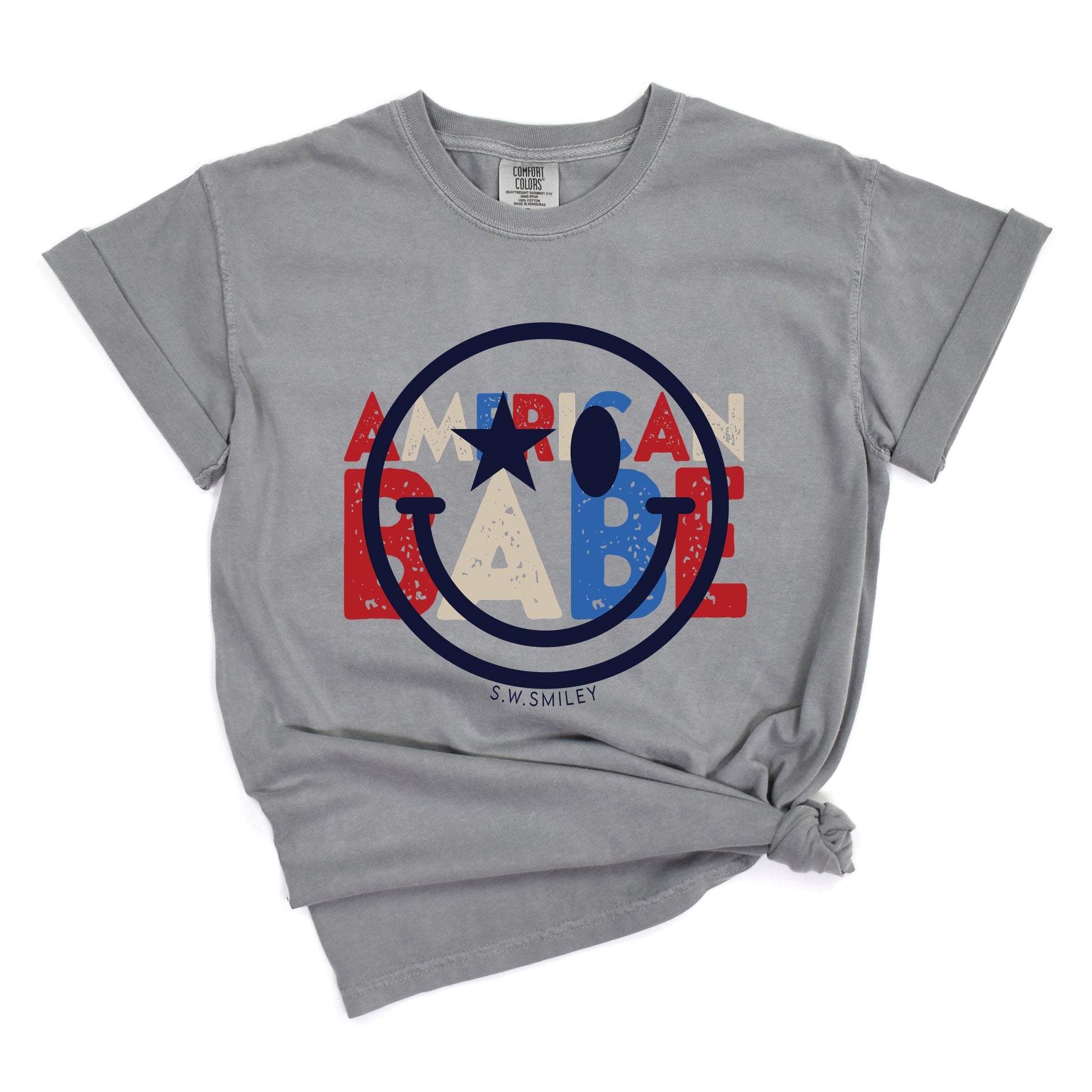 S.W.Smiley American Babe - Women's Garment Dyed Graphic T-Shirt