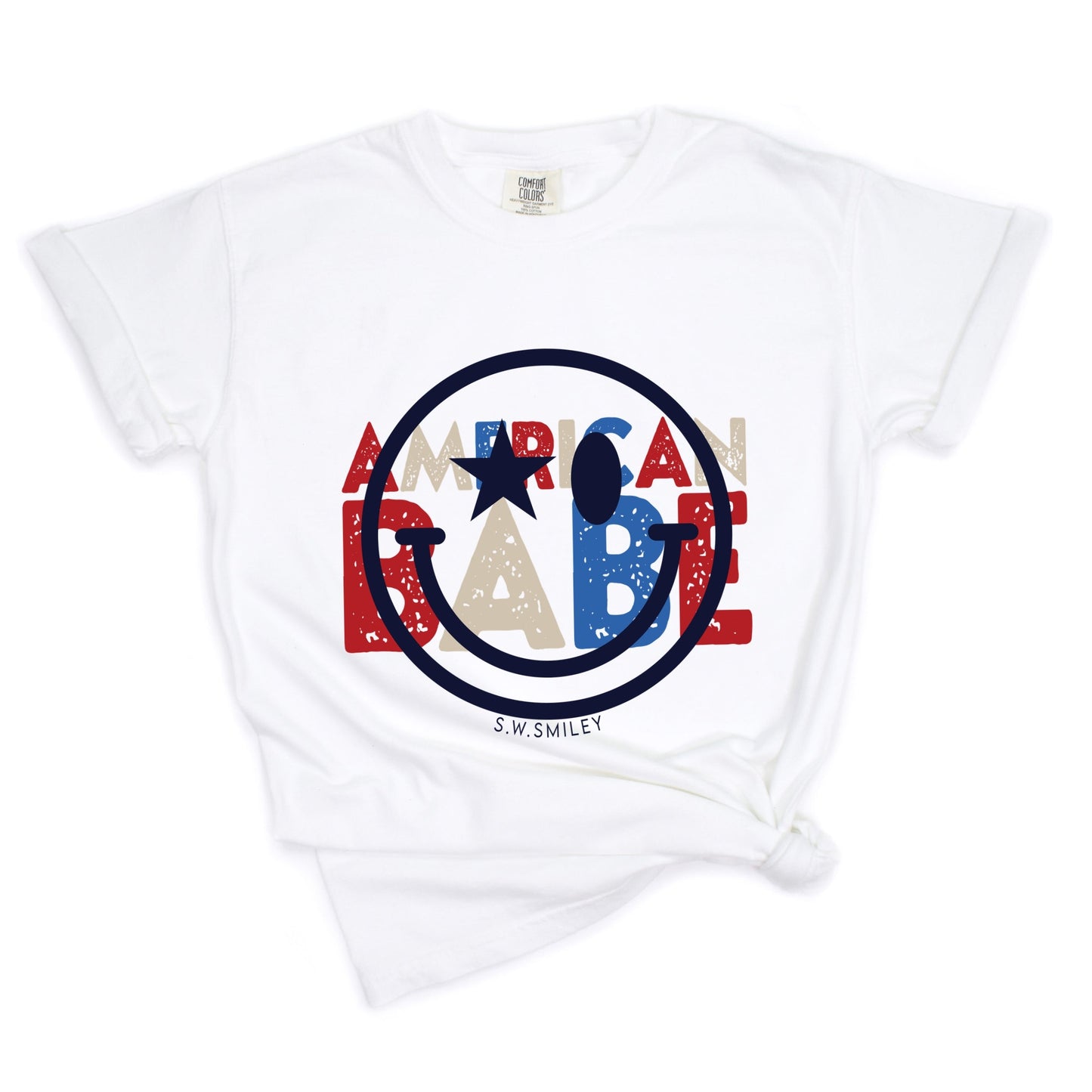 S.W.Smiley American Babe - Women's Garment Dyed Graphic T-Shirt