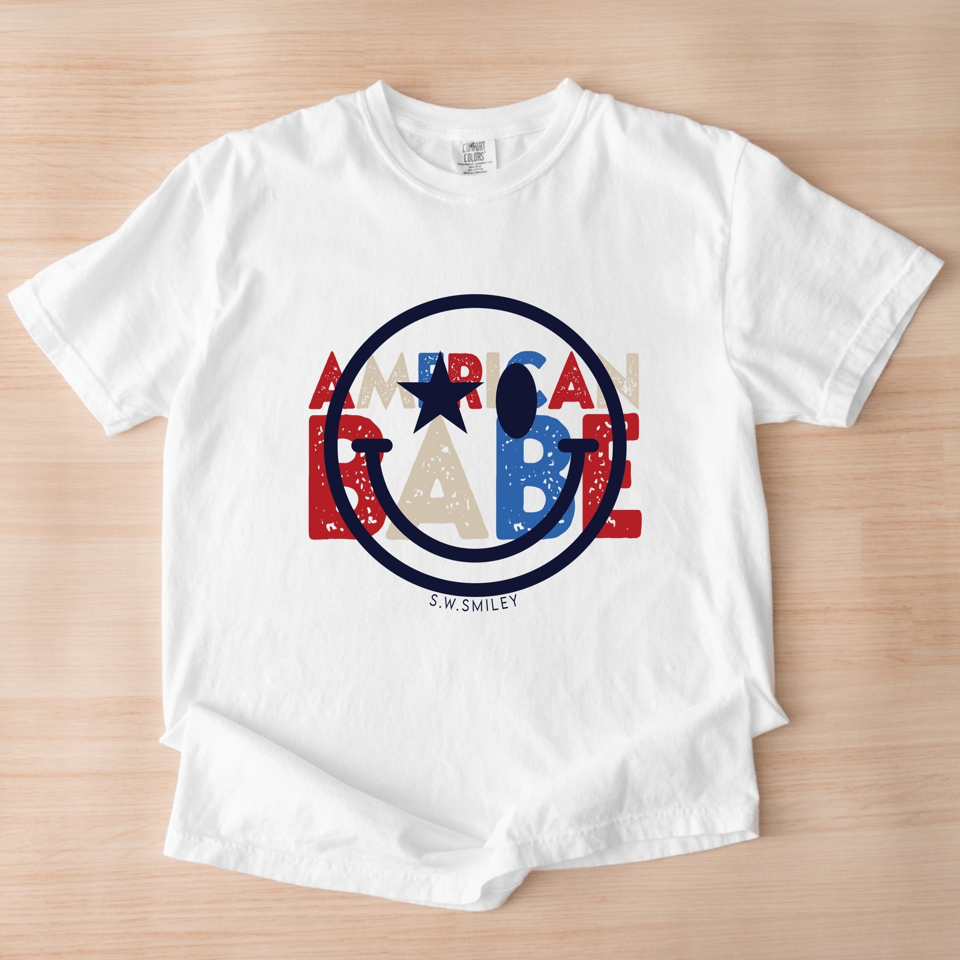 S.W.Smiley American Babe - Women's Garment Dyed Graphic T-Shirt