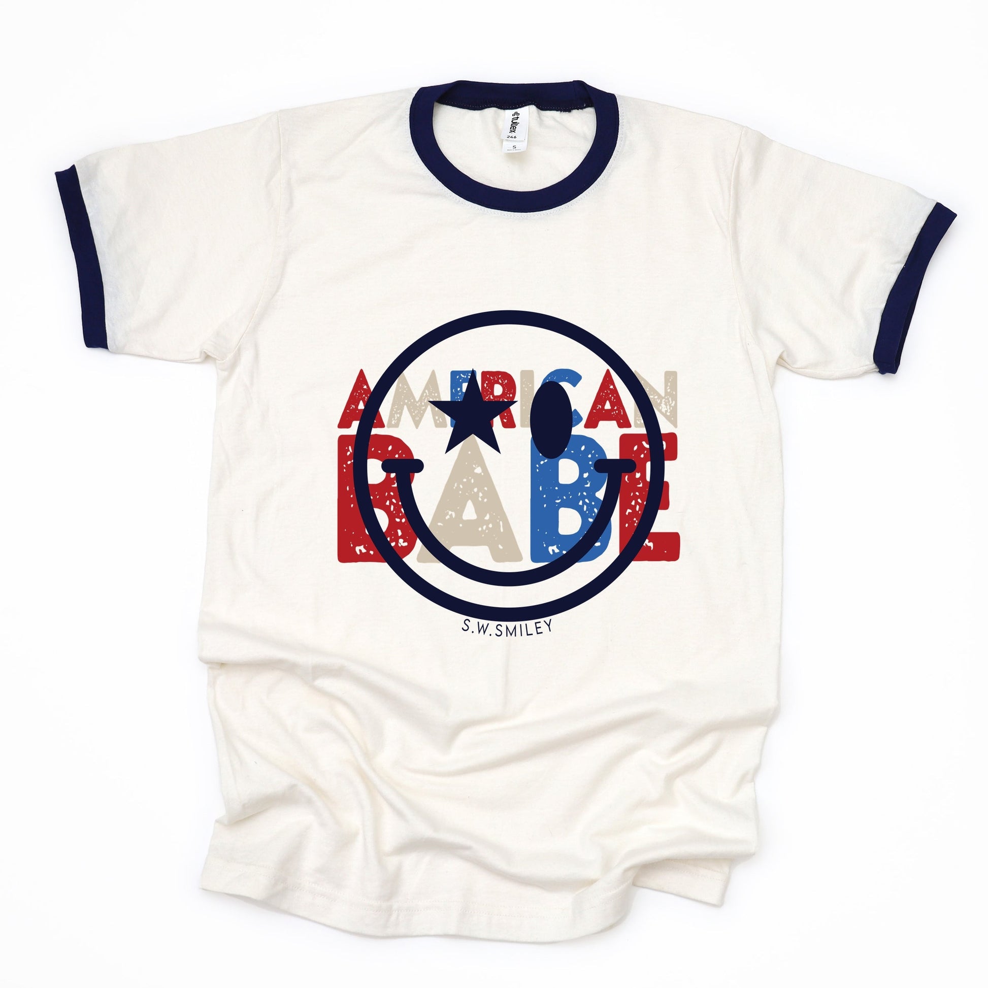 S.W.Smiley American Babe - Women's Ringer Graphic T-Shirt