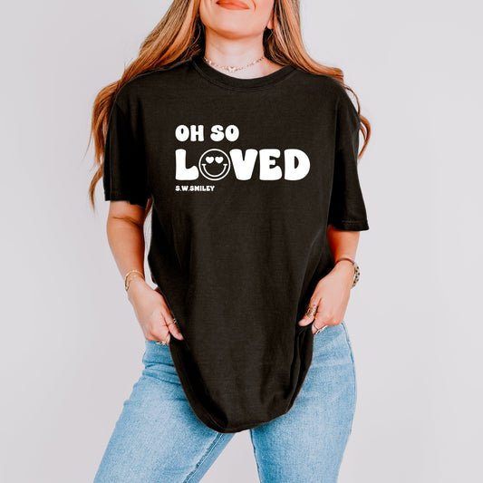 S.W.Smiley Oh So Loved - Women's Garment Dyed Graphic T-Shirt
