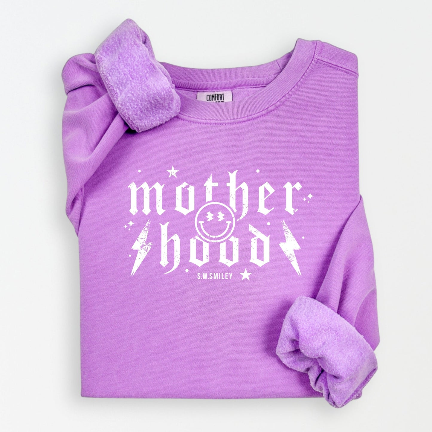 S.W.Smiley Mother Hood Distressed - Women's Lightweight Garment Dyed Sweatshirt