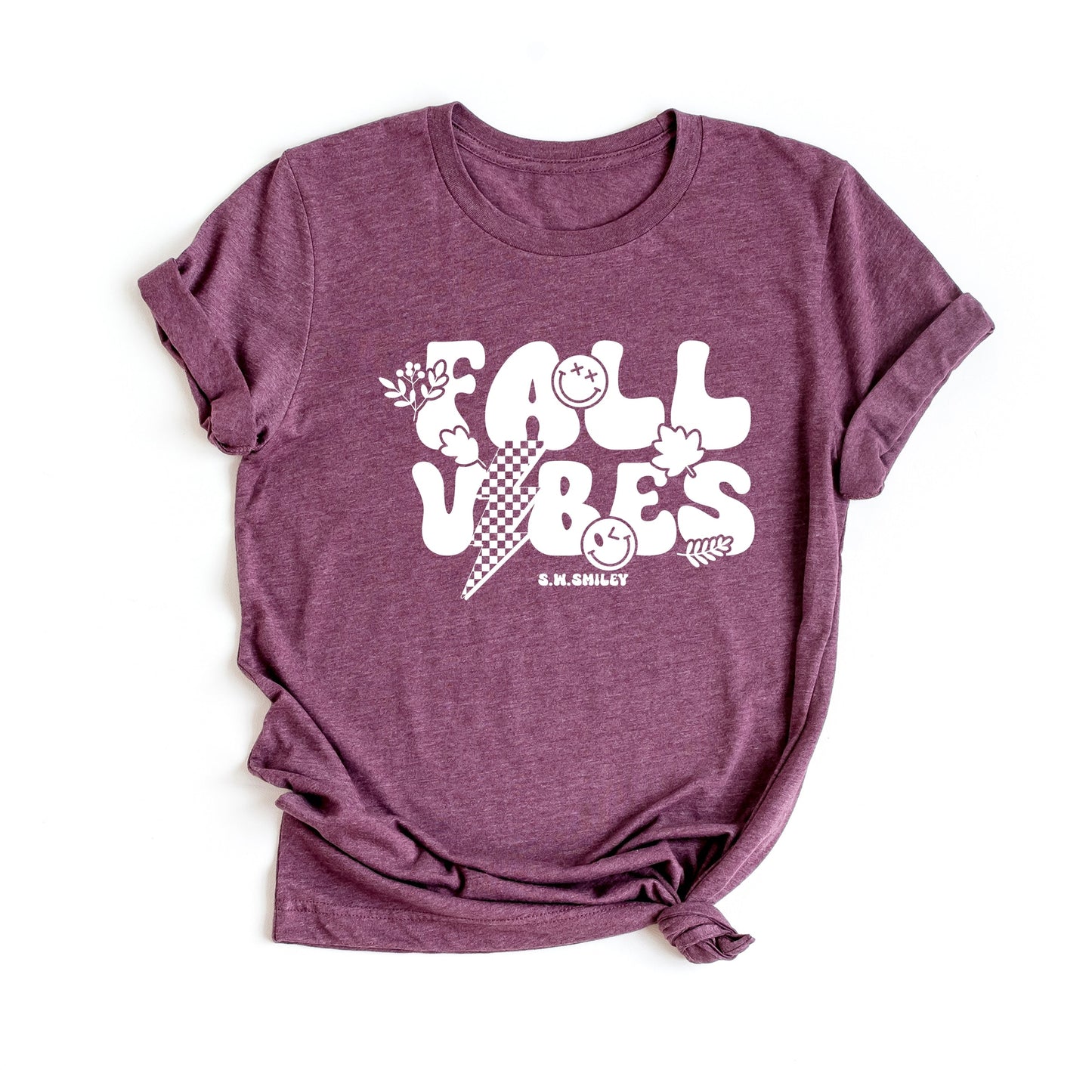 S.W.Smiley Fall Vibes Lightning - Women's Short Sleeve Graphic T-Shirt