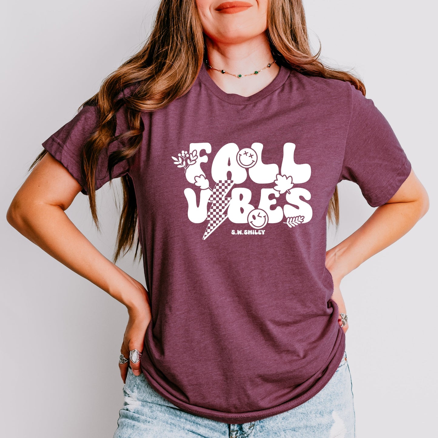 S.W.Smiley Fall Vibes Lightning - Women's Short Sleeve Graphic T-Shirt