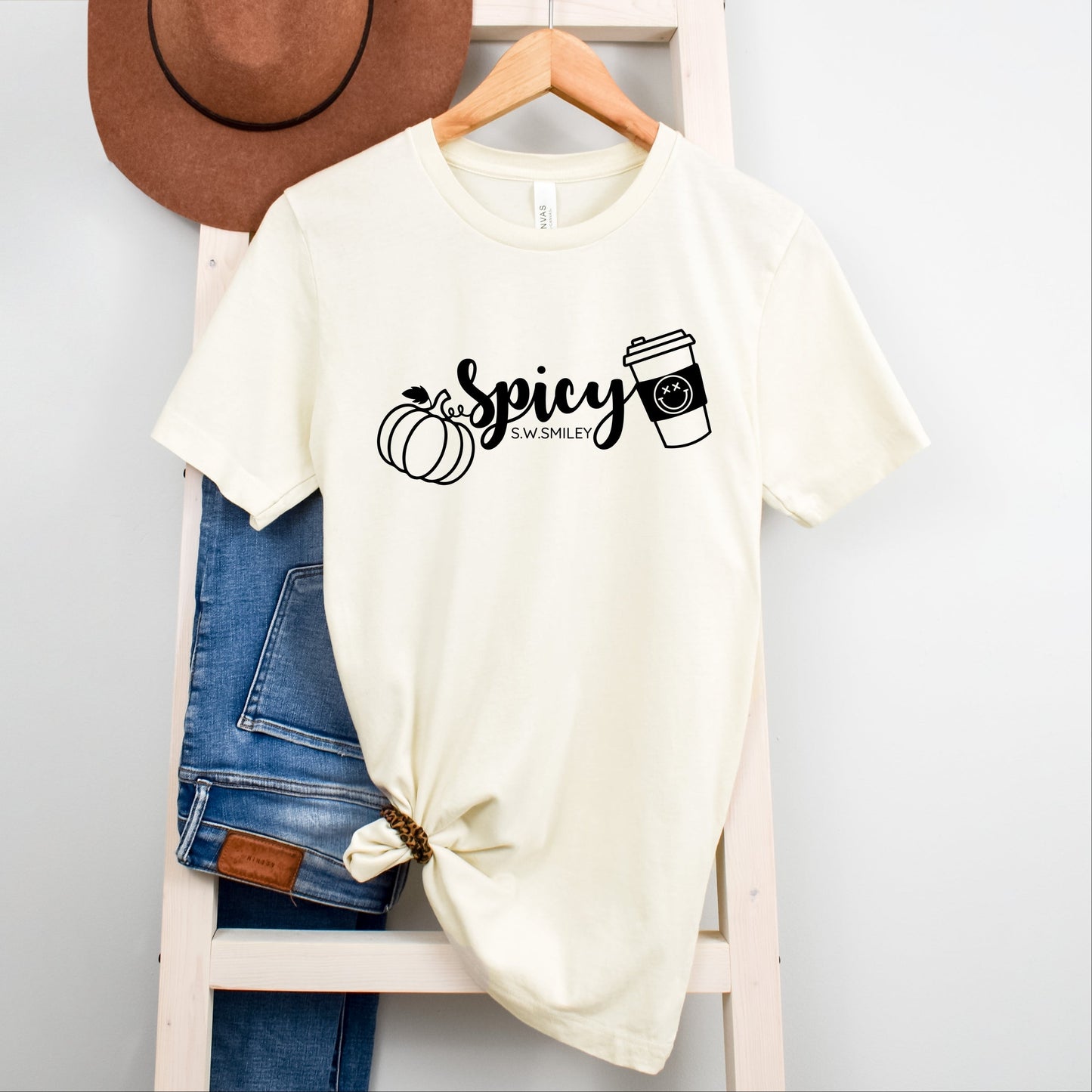 S.W.Smiley Spicy Pumpkin Spice - Women's Short Sleeve Graphic T-Shirt