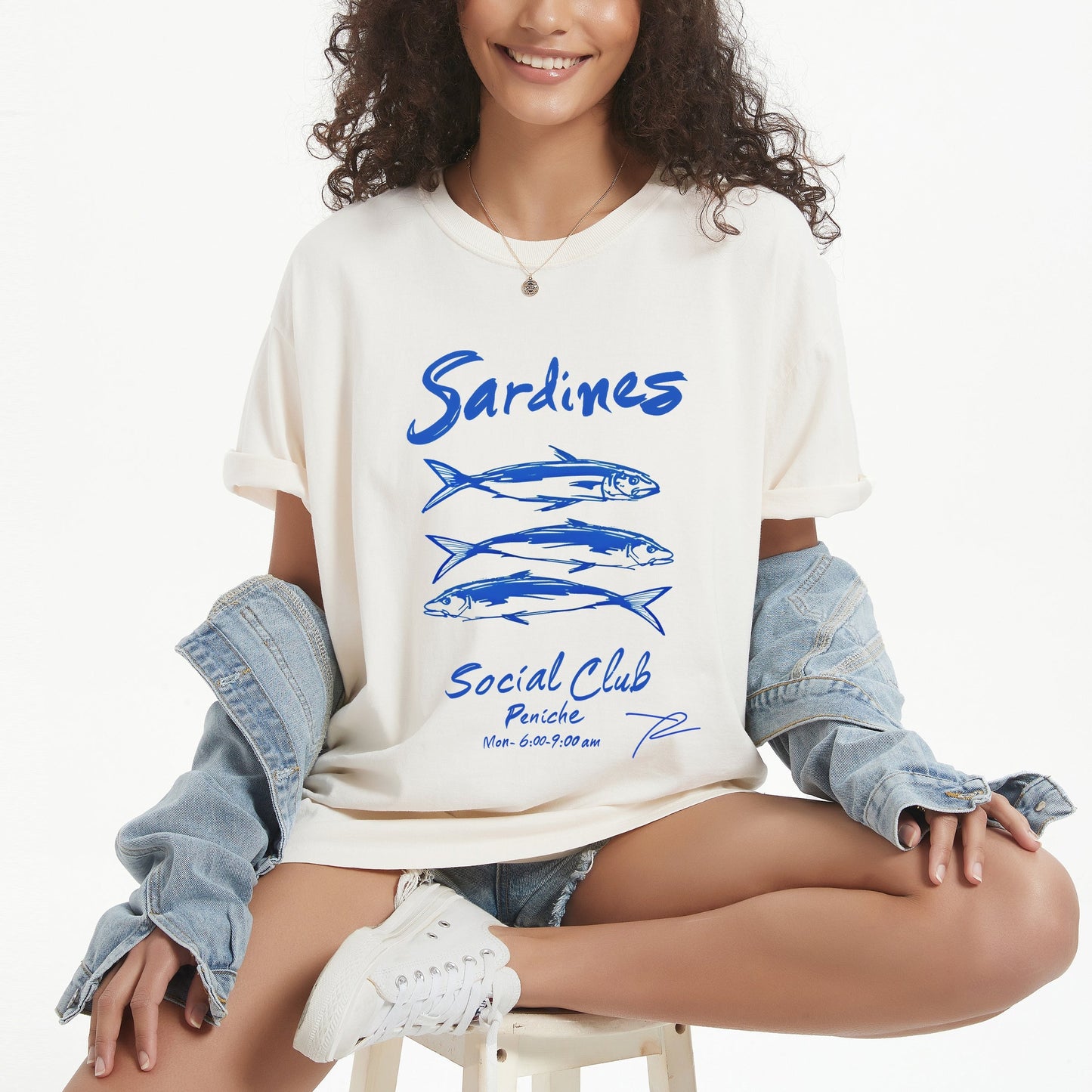 Sardines Social Club - Women's Garment Dyed Graphic T-Shirt