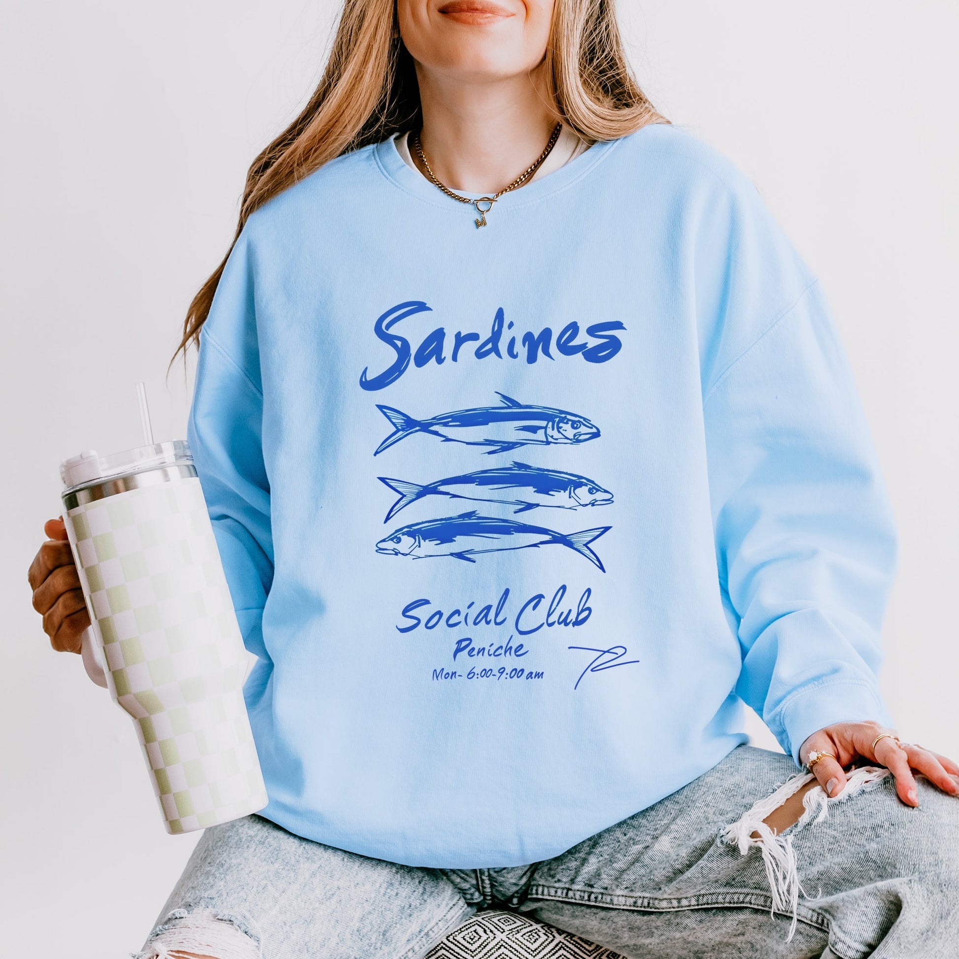 Sardines Social Club - Women's Lightweight Garment Dyed Sweatshirt