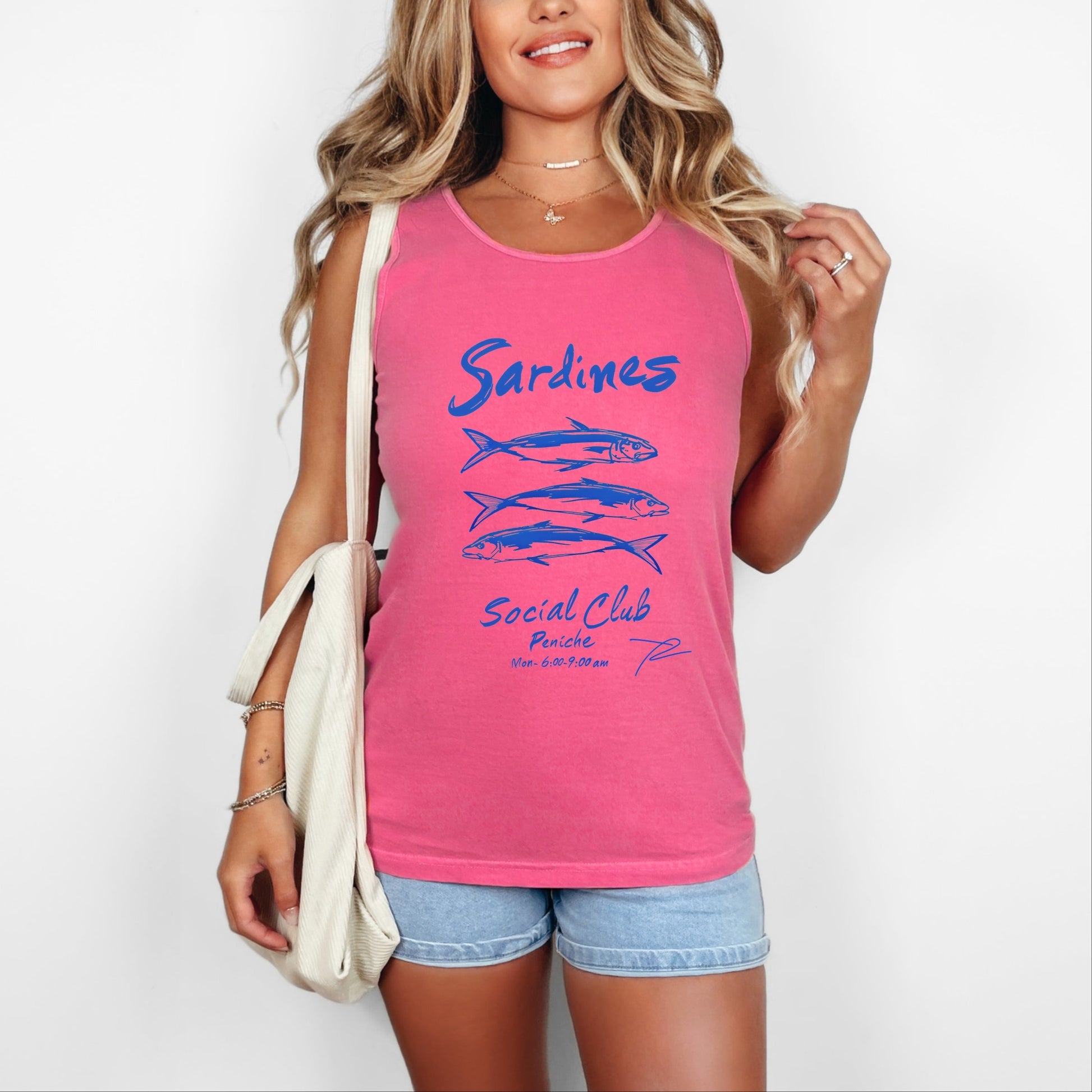 Sardines Social Club - Women's Garment Dyed Graphic Tank Top