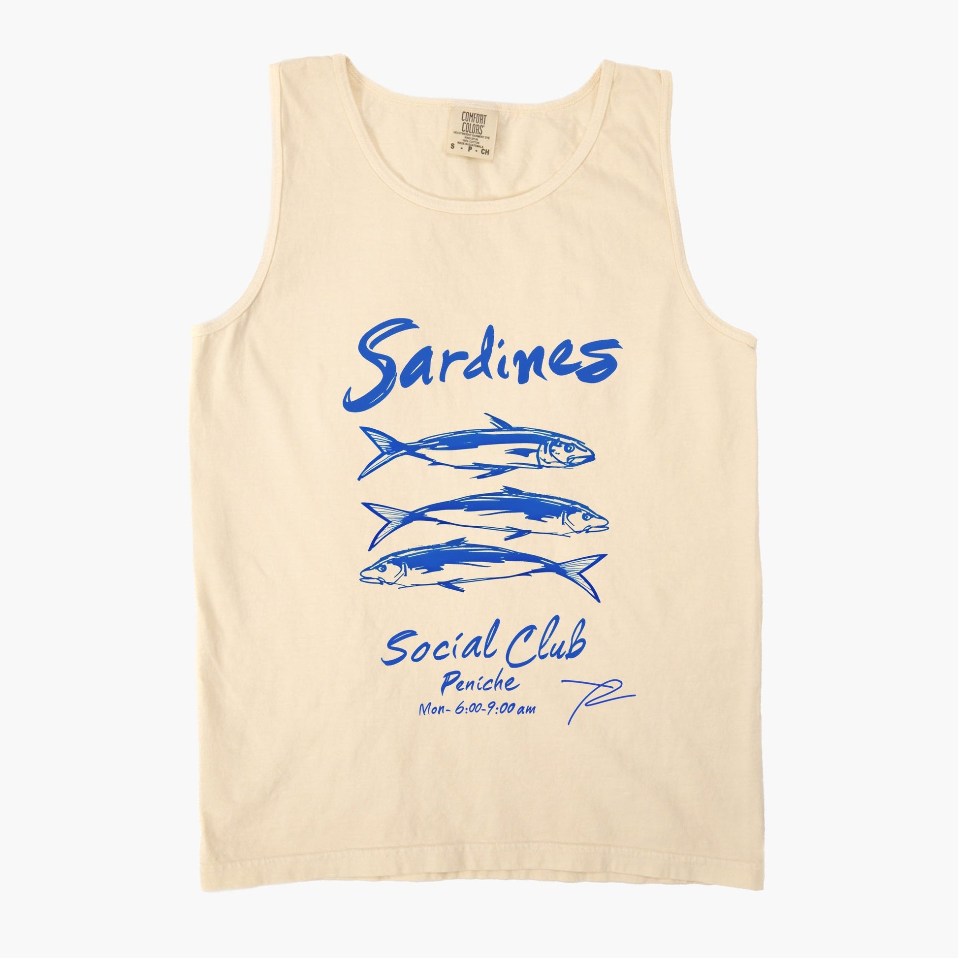 Sardines Social Club - Women's Garment Dyed Graphic Tank Top