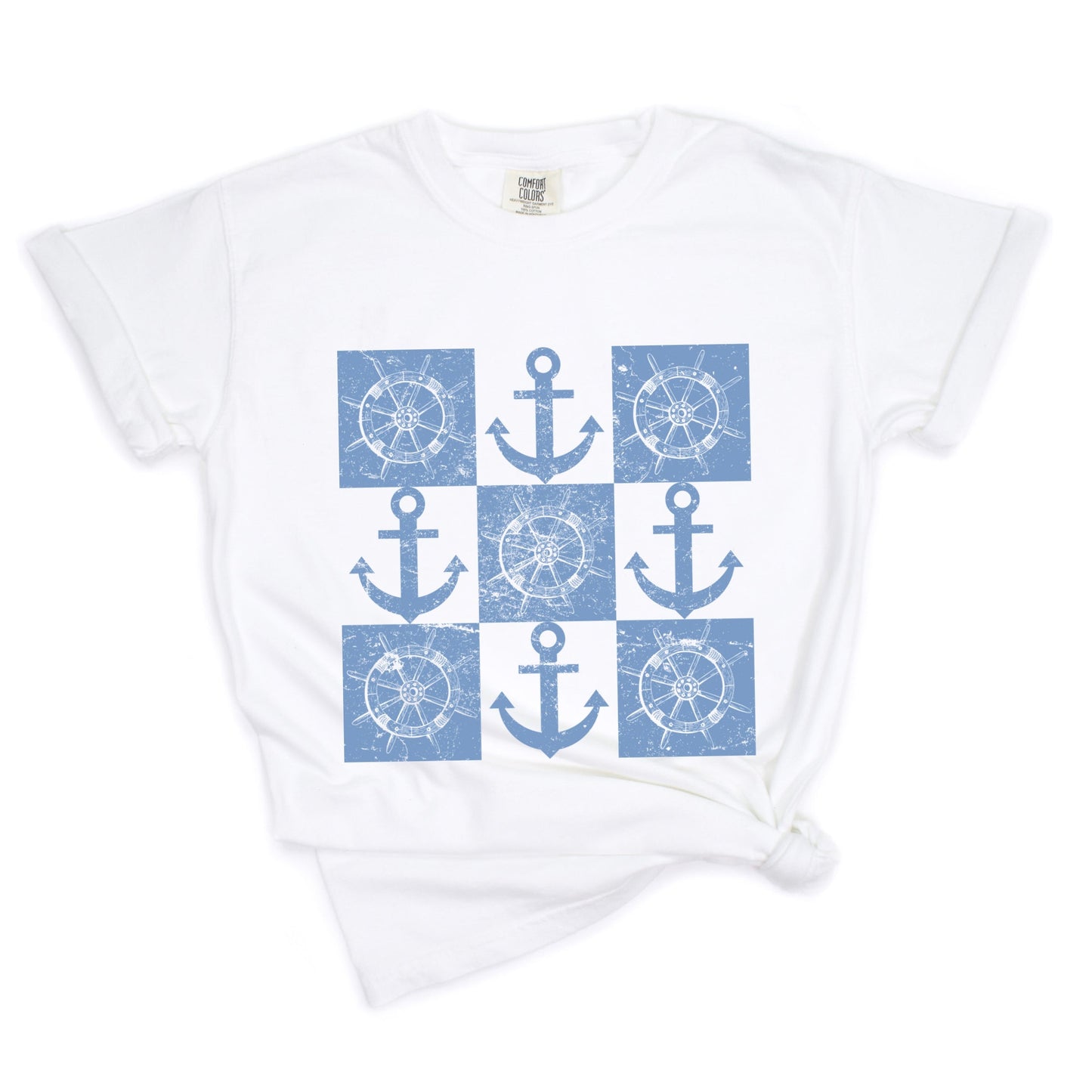 Anchor Wheel Grid - Womens Garment Dyed Tee
