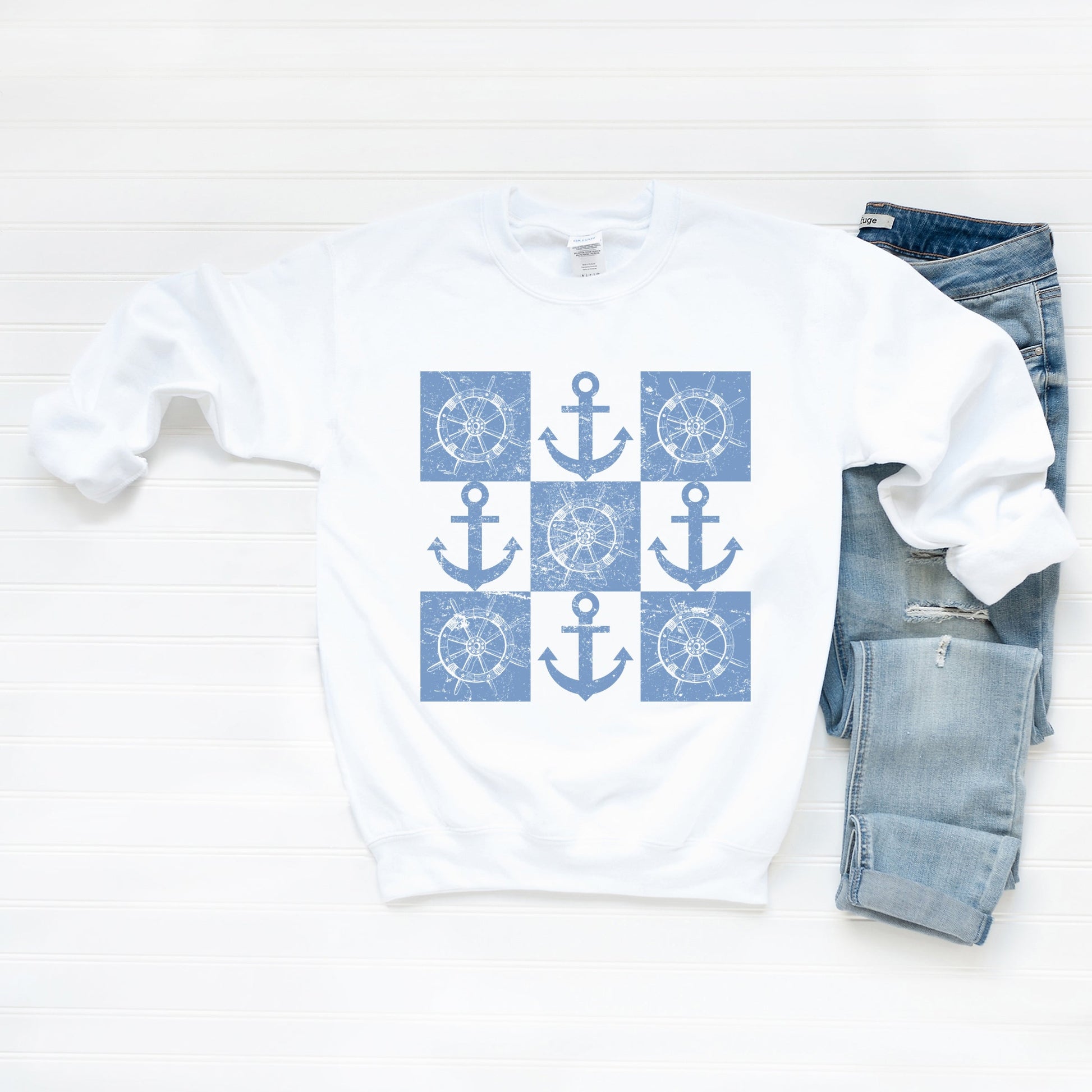 Anchor Wheel Grid -  Womens Sweatshirt