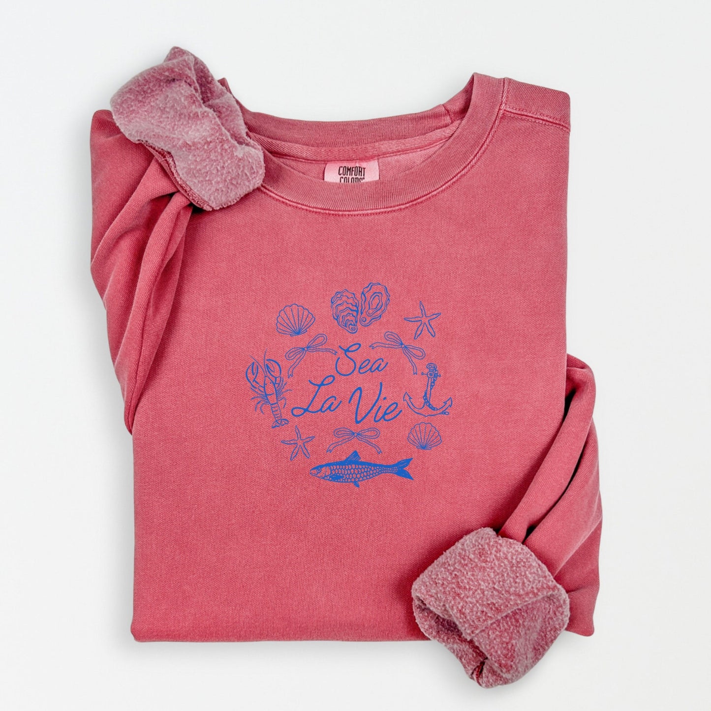 Sea La Vie Collage - Womens Lightweight Garment Dyed Sweatshirt
