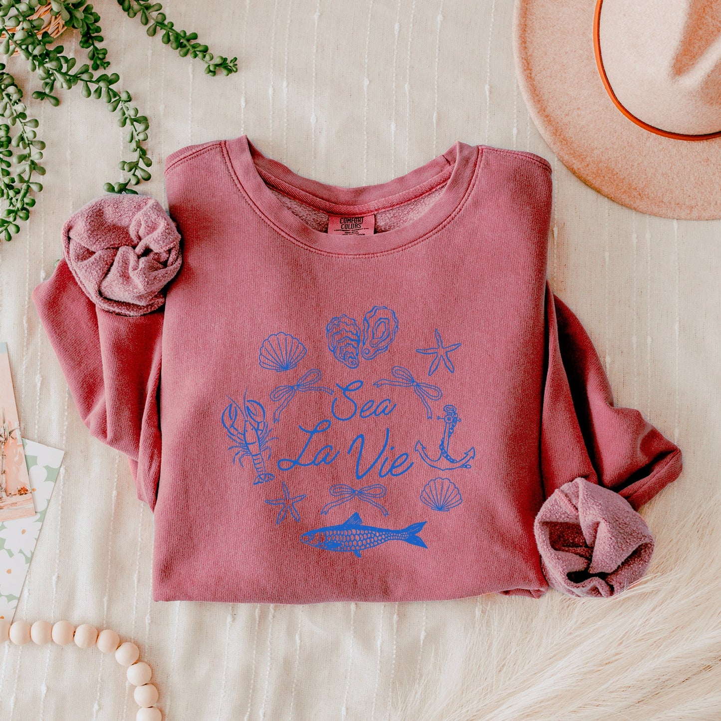 Sea La Vie Collage - Womens Lightweight Garment Dyed Sweatshirt