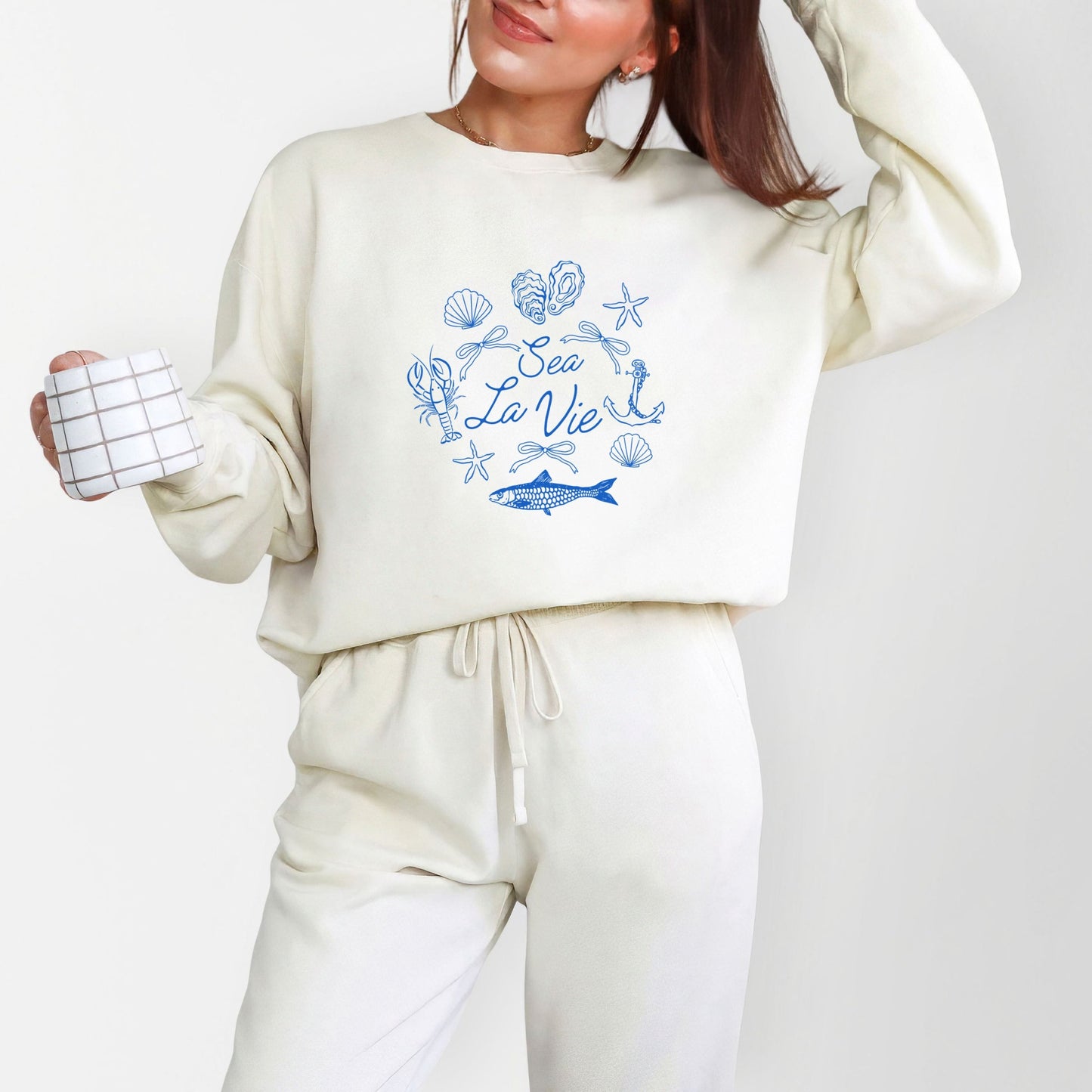 Sea La Vie Collage - Womens Lightweight Garment Dyed Sweatshirt