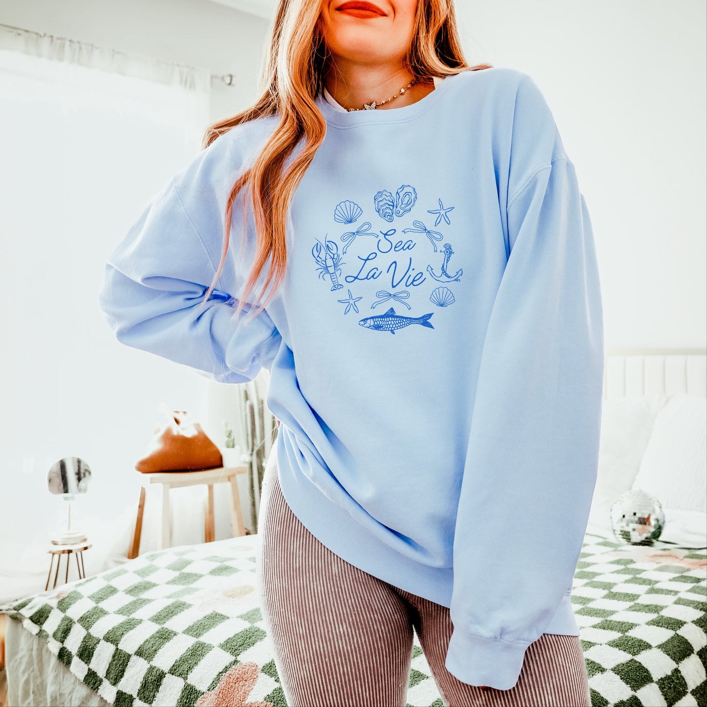Sea La Vie Collage - Womens Lightweight Garment Dyed Sweatshirt