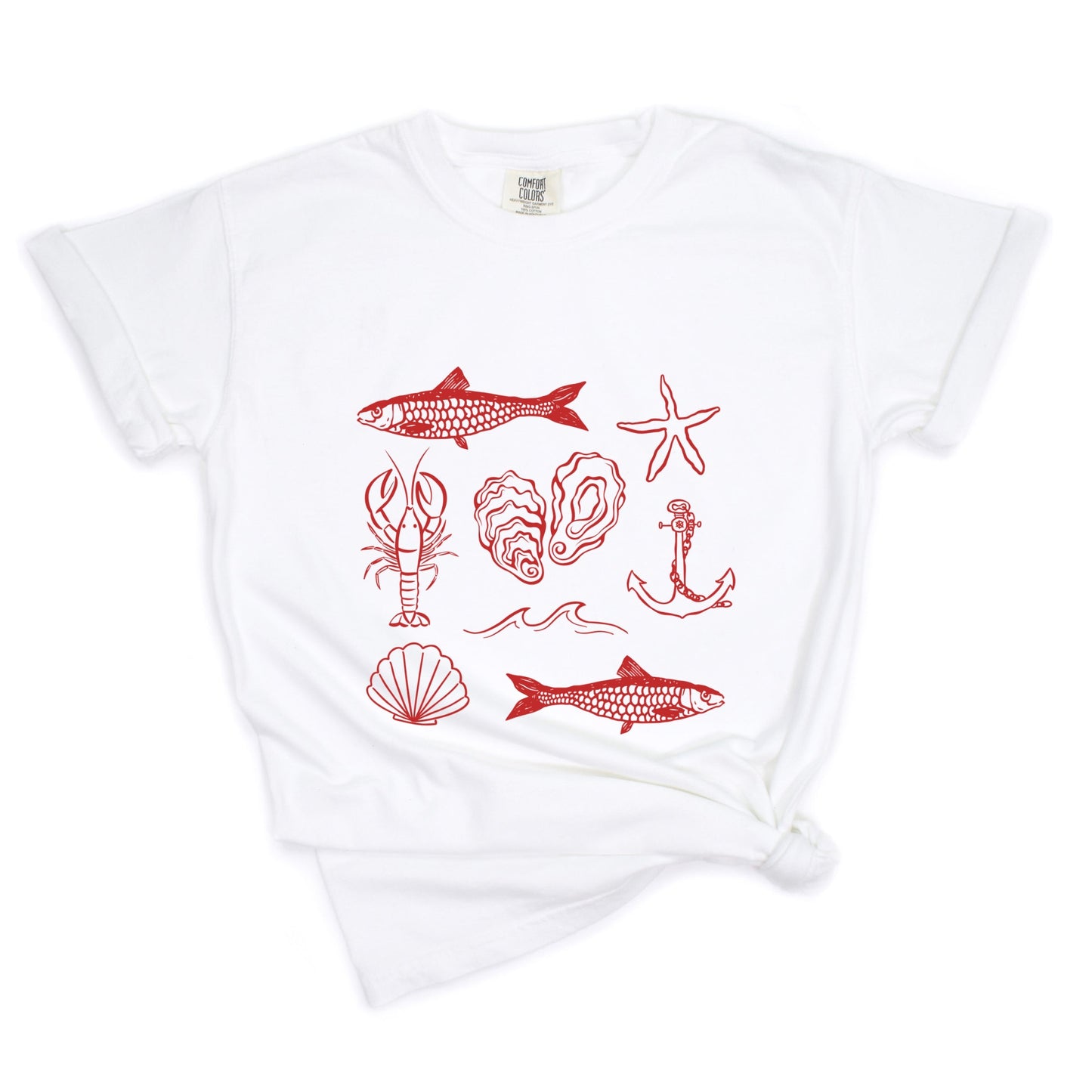 Fisherman Collage - Womens Garment Dyed Tee