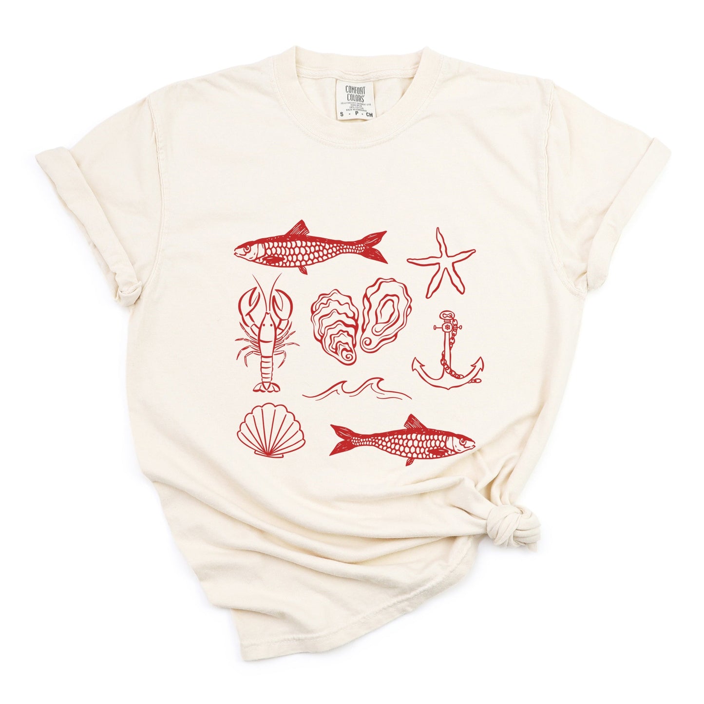 Fisherman Collage - Womens Garment Dyed Tee
