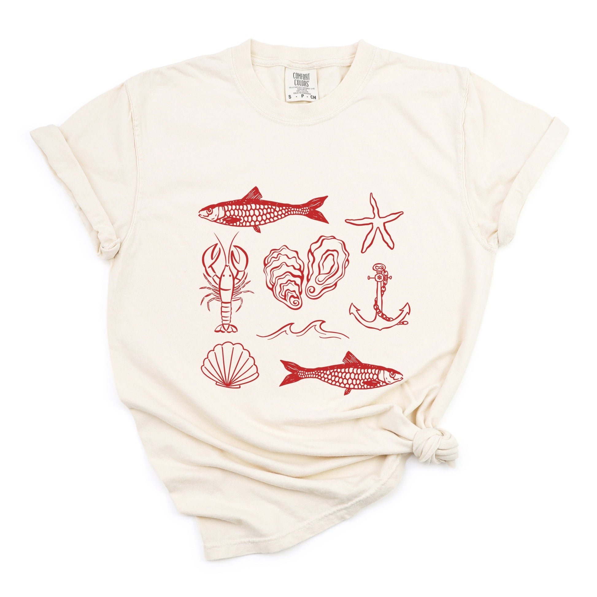 Fisherman Collage - Womens Garment Dyed Tee
