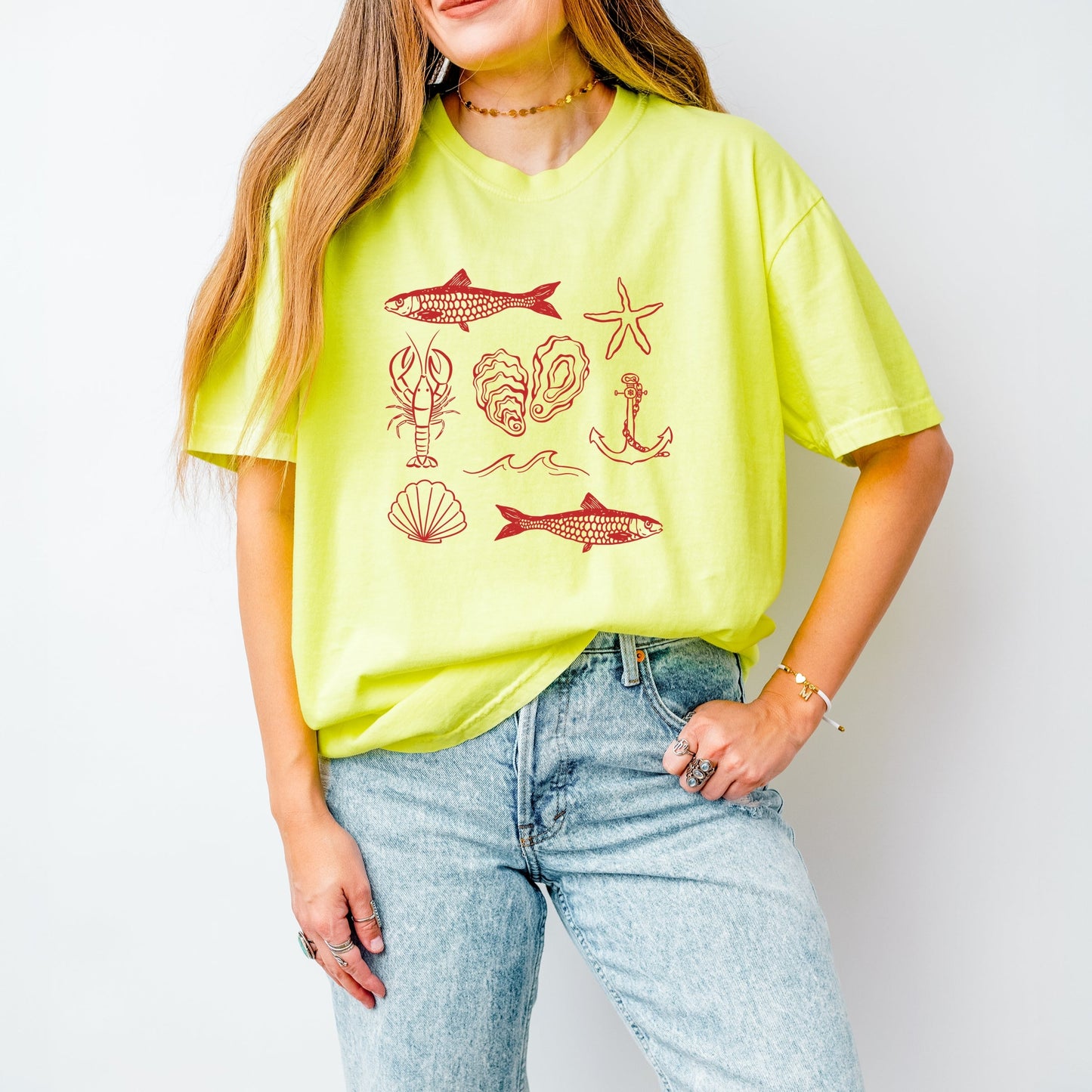 Fisherman Collage - Women's Garment Dyed Tee