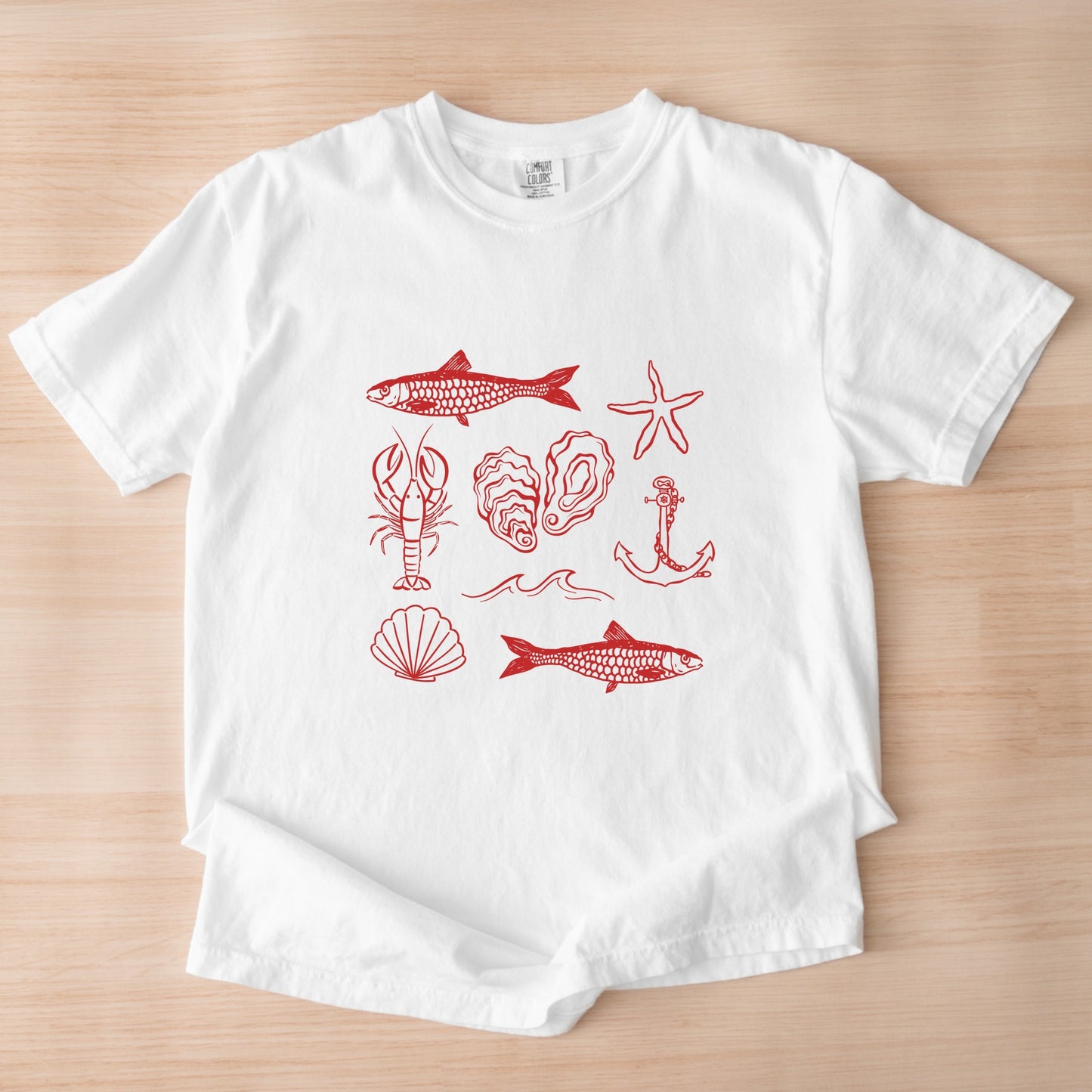 Fisherman Collage - Womens Garment Dyed Tee
