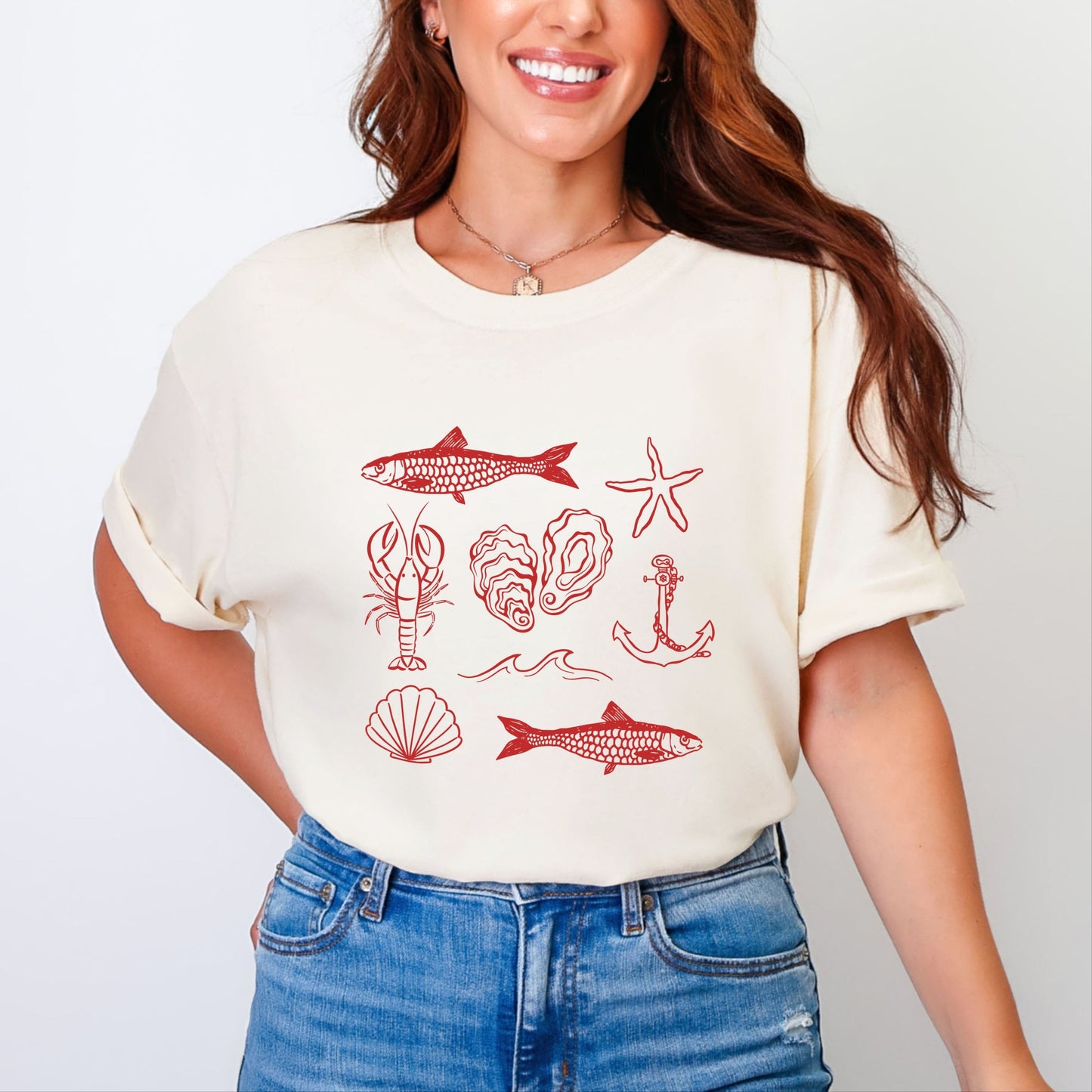 Fisherman Collage - Womens Garment Dyed Tee