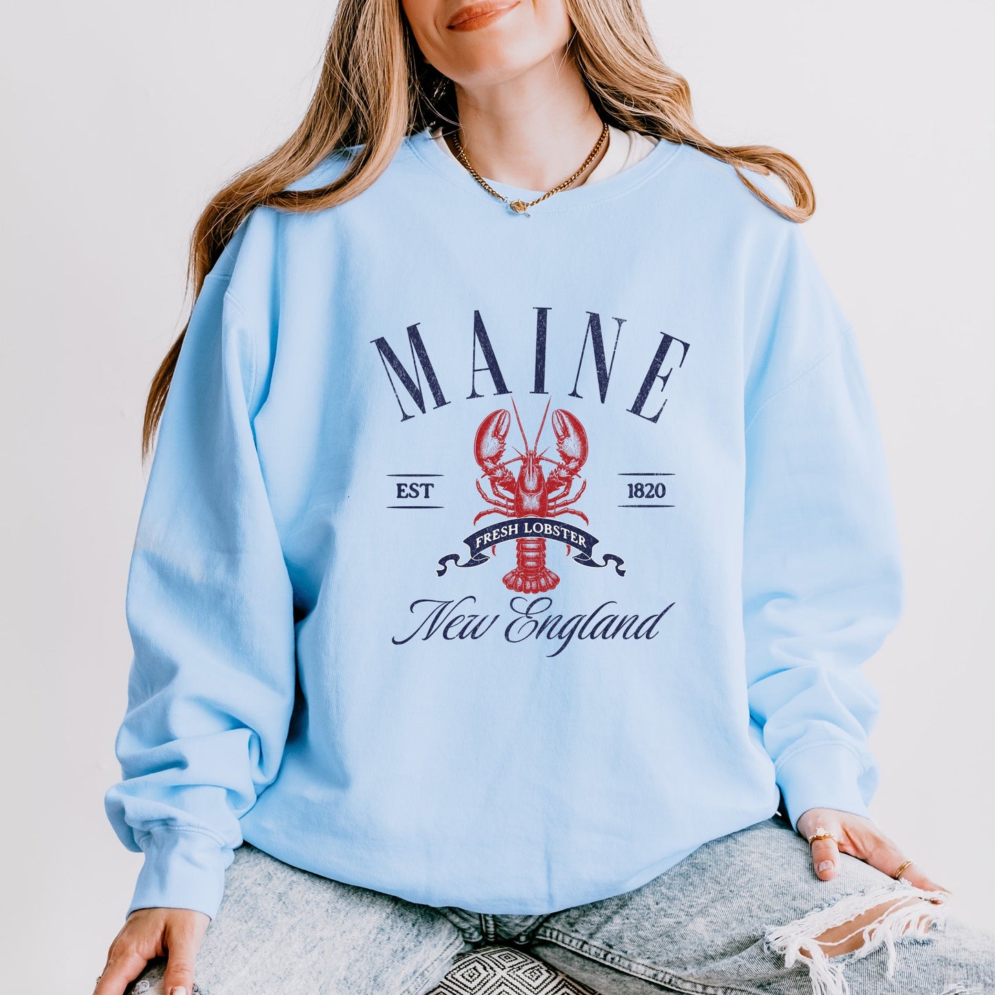Maine New England - Womens Lightweight Garment Dyed Sweatshirt
