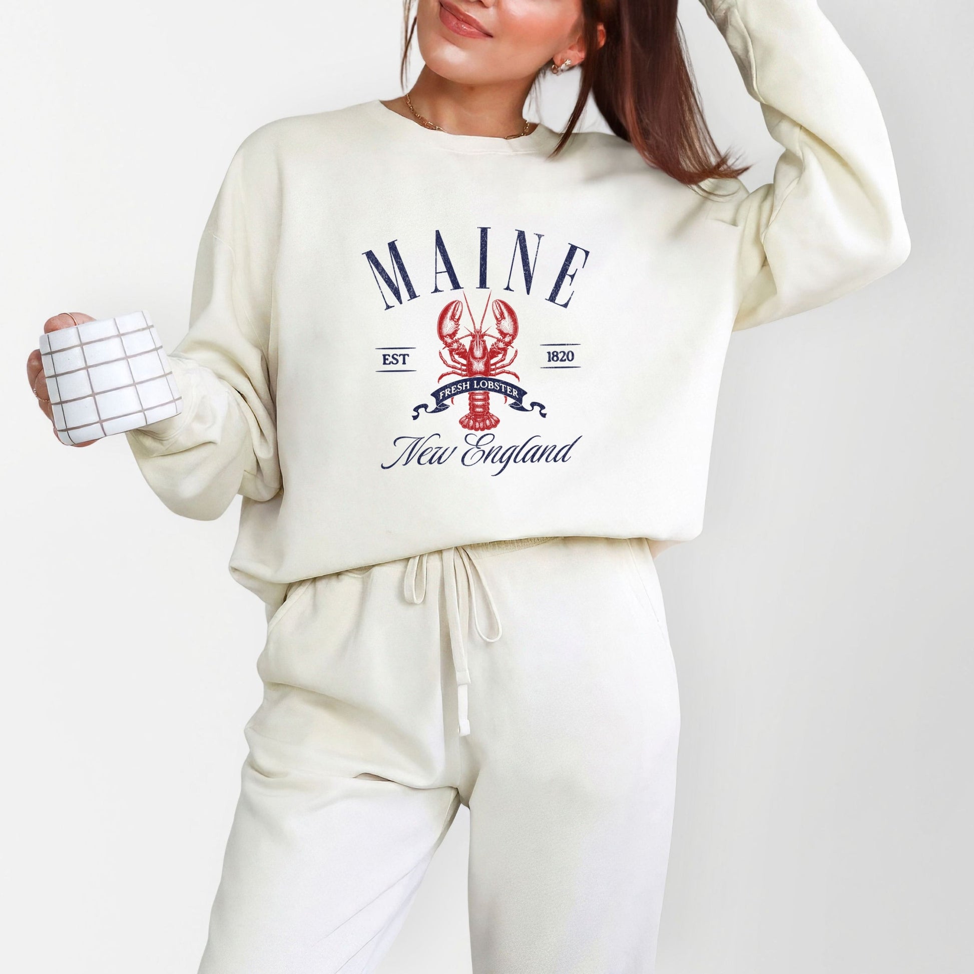 Maine New England - Womens Lightweight Garment Dyed Sweatshirt