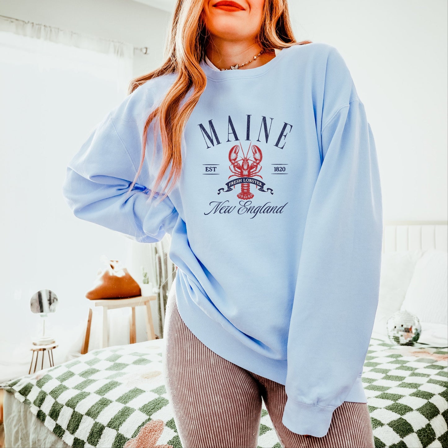Maine New England - Womens Lightweight Garment Dyed Sweatshirt