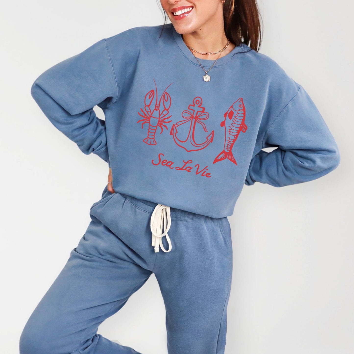 Sea La Vie 3 Across - Women's Lightweight Garment Dyed Sweatshirt