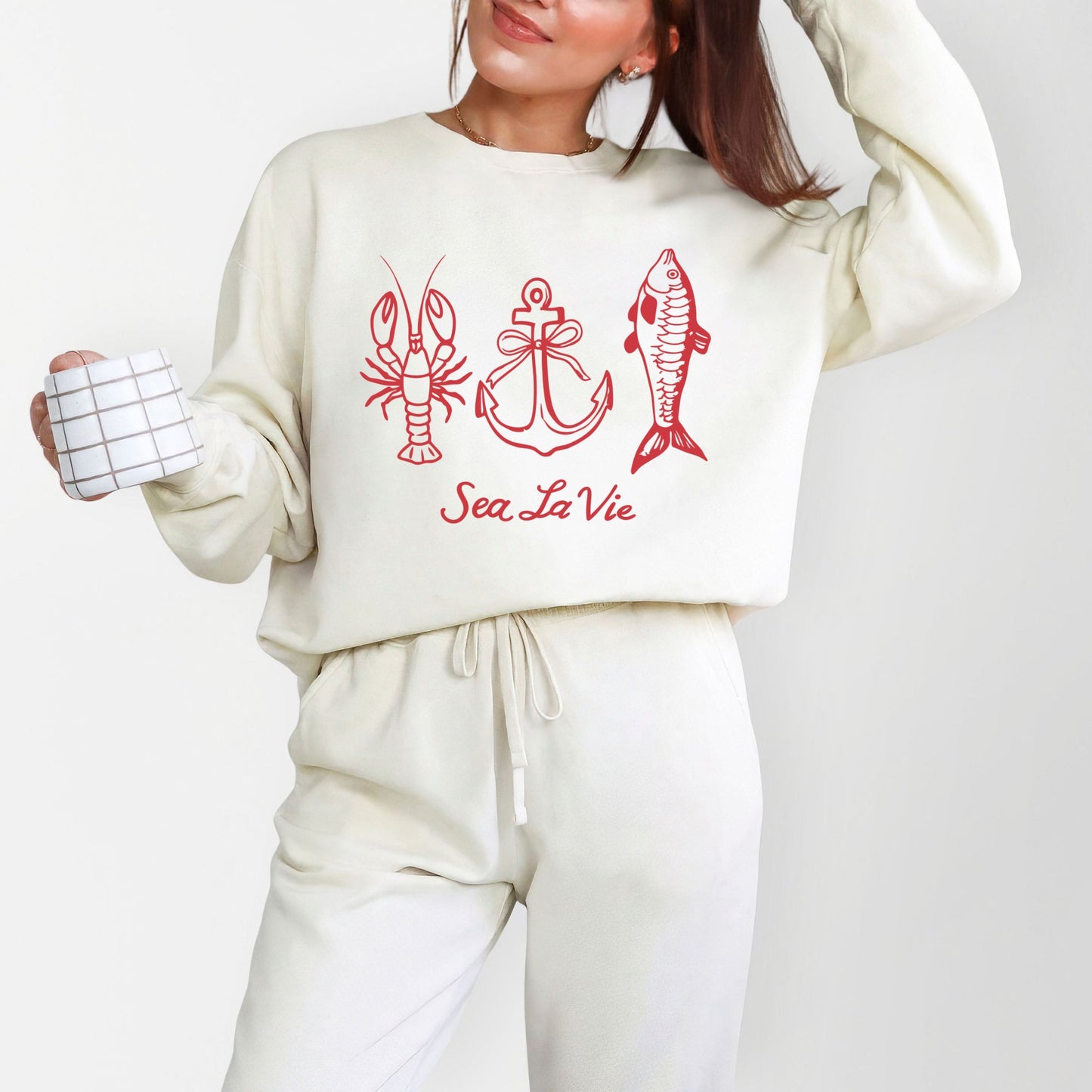 Sea La Vie 3 Across - Women's Lightweight Garment Dyed Sweatshirt